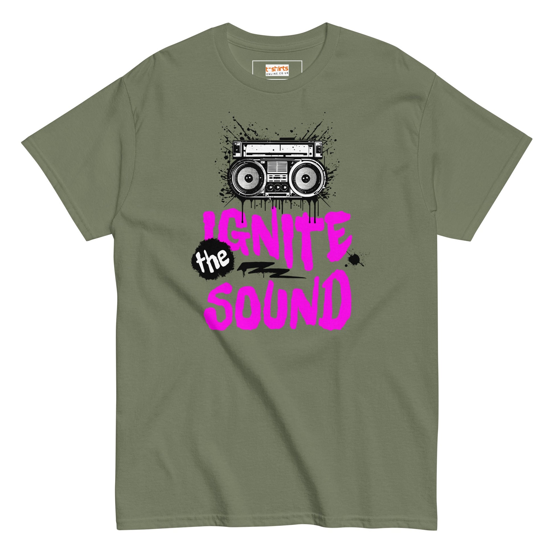 Ignite the Sound T-Shirt | Graphic Music Tee - Military Green - T-Shirts Online