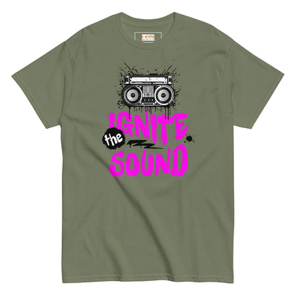 Ignite the Sound T-Shirt | Graphic Music Tee - Military Green - T-Shirts Online