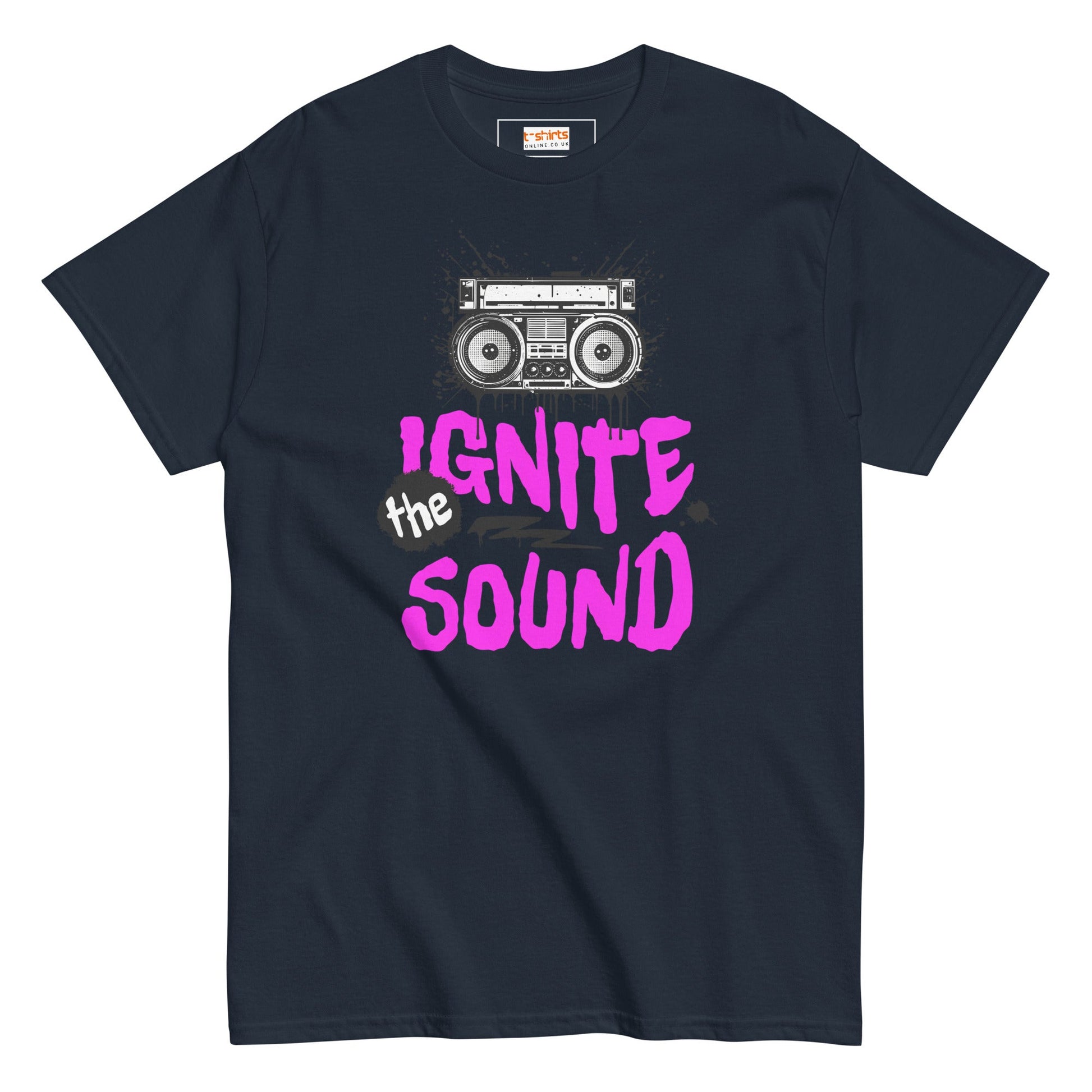 Ignite the Sound T-Shirt | Graphic Music Tee - Navy - T-Shirts Online