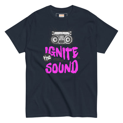 Ignite the Sound T-Shirt | Graphic Music Tee - Navy - T-Shirts Online
