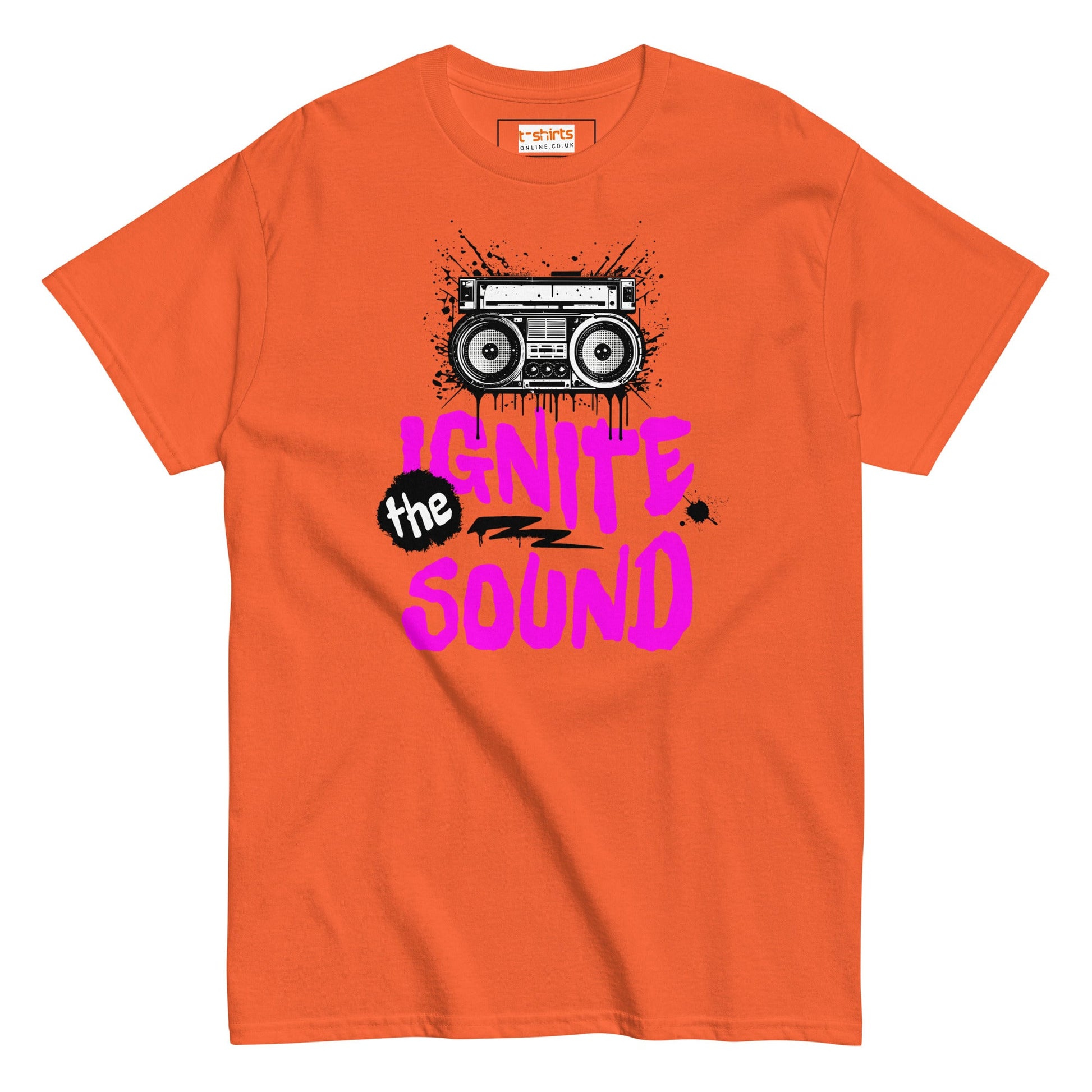 Ignite the Sound T-Shirt | Graphic Music Tee - Orange - T-Shirts Online