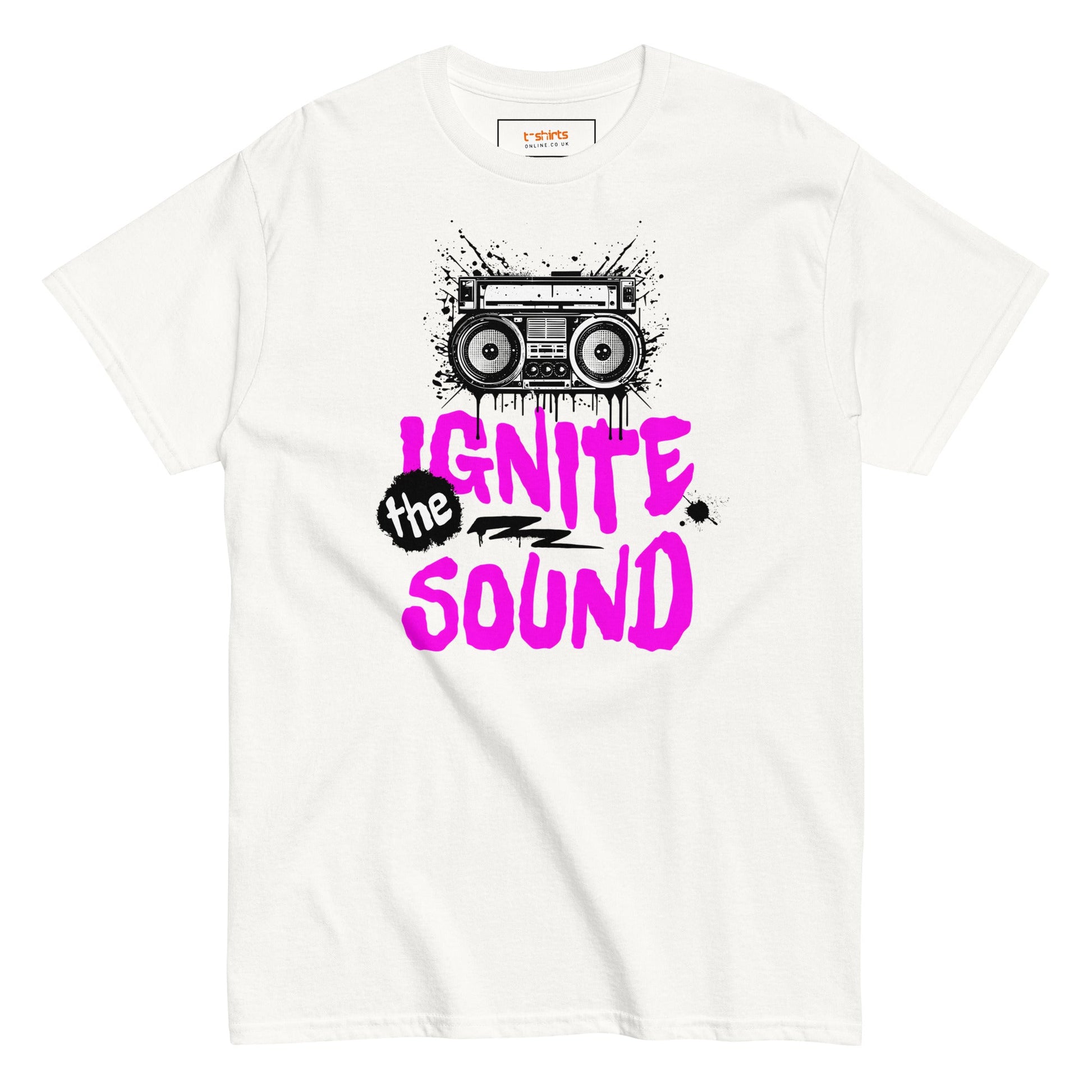 Ignite the Sound T-Shirt | Graphic Music Tee - White - T-Shirts Online