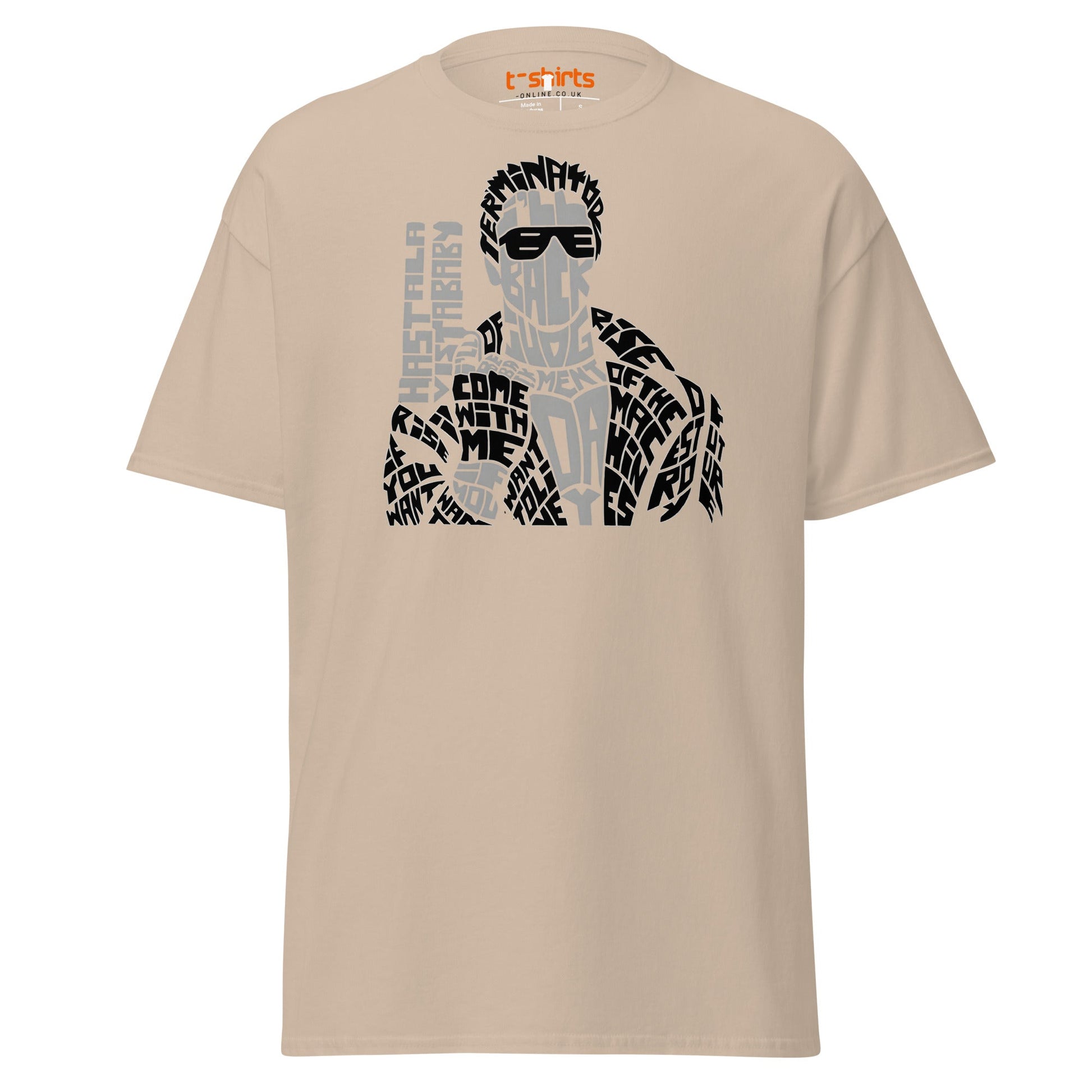 I’ll Be Back T-Shirt | Iconic Movie Quote Typography Tee - Sand - T-Shirts Online