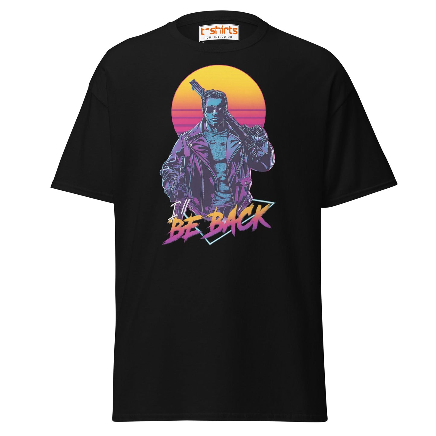 I’ll Be Back T-Shirt – Retro Neon Cyberpunk Tee - Black - T-Shirts Online