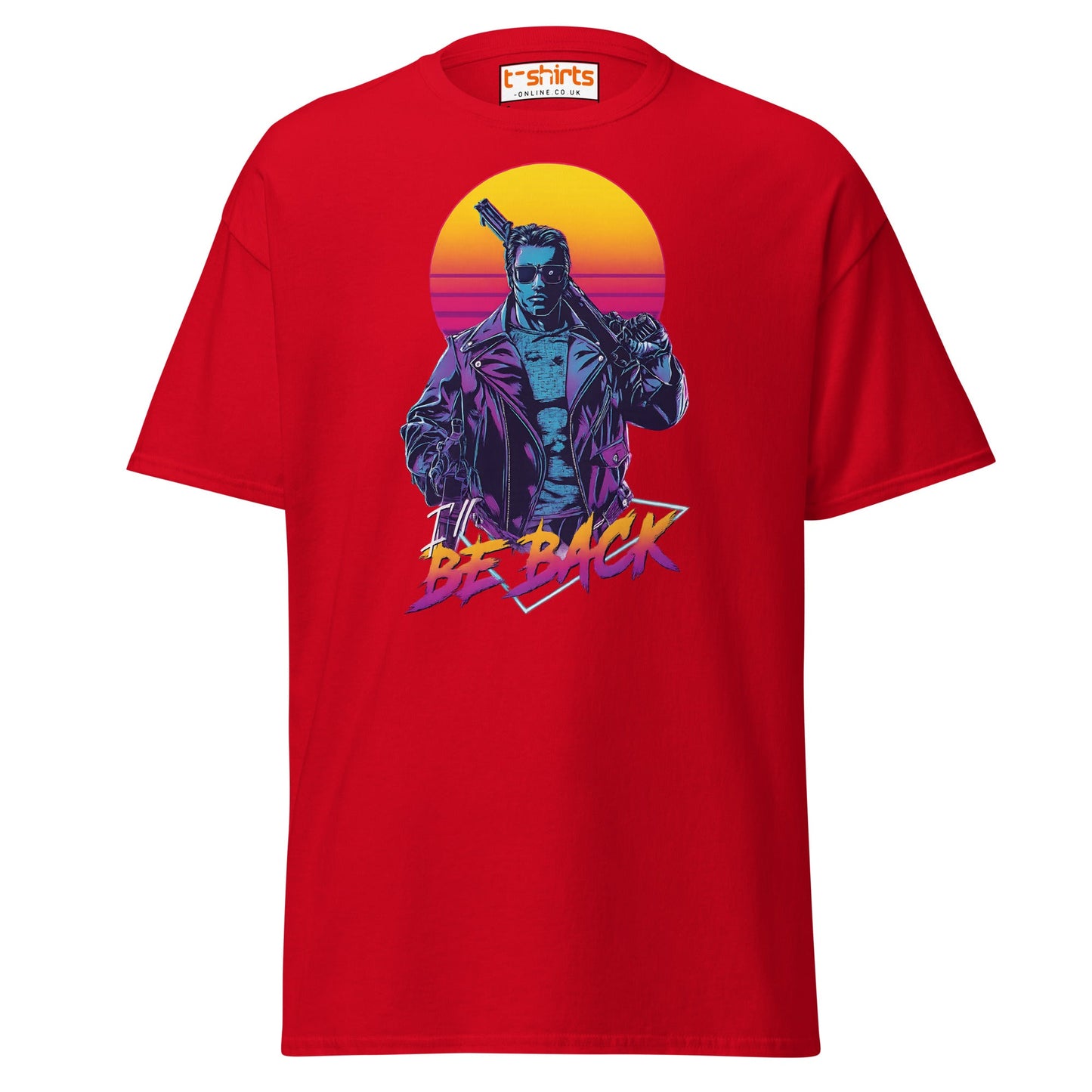 I’ll Be Back T-Shirt – Retro Neon Cyberpunk Tee - Red - T-Shirts Online