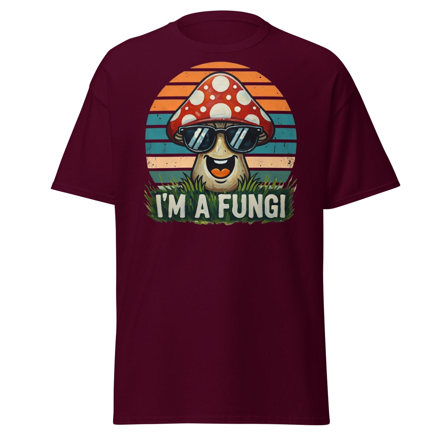 I'm A Fungi T-Shirt | Funny Mushroom Pun Tee - Maroon - T-Shirts Online