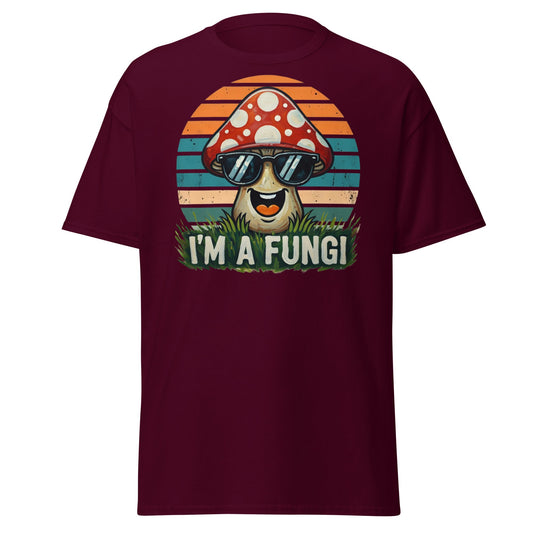 I'm A Fungi T-Shirt | Funny Mushroom Pun Tee - Maroon - T-Shirts Online