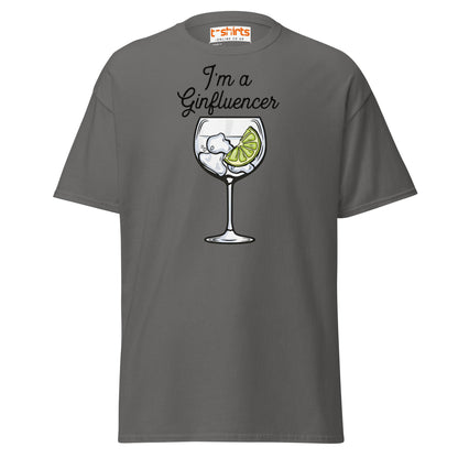 I'm A GINfluencer T-Shirt | Funny Gin Lover Gift Tee - Charcoal - T-Shirts Online