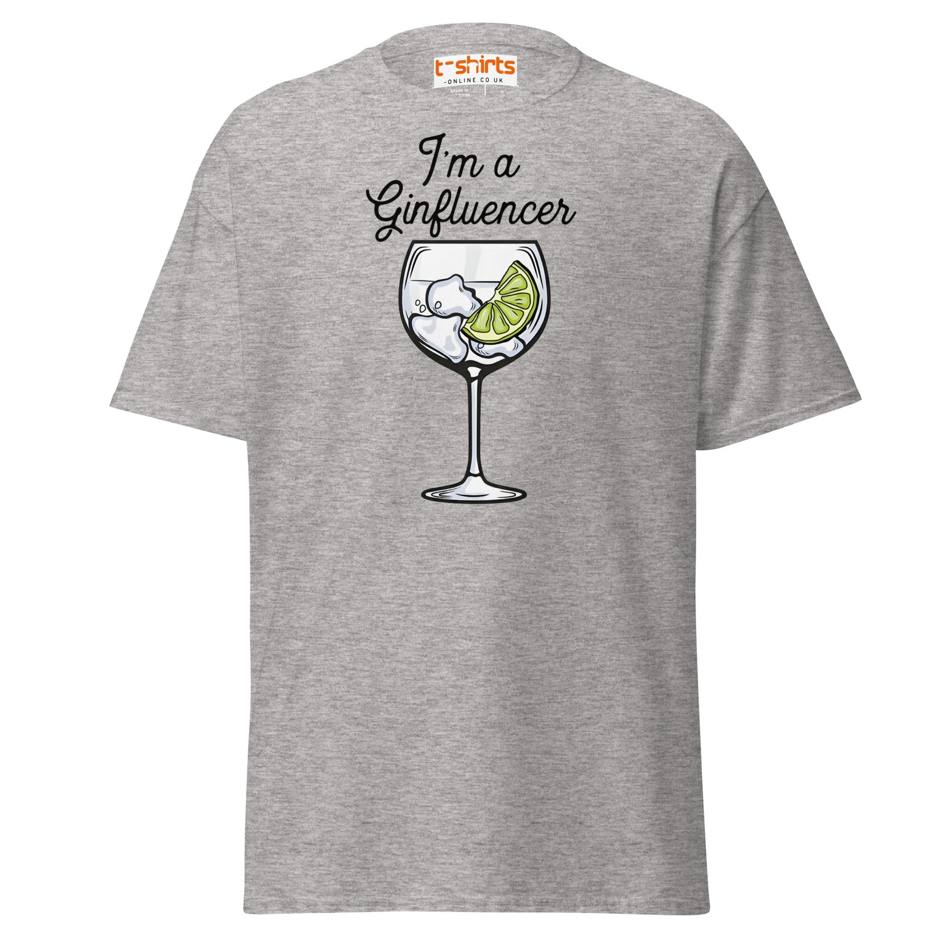 I'm A GINfluencer T-Shirt | Funny Gin Lover Gift Tee - Sport Grey - T-Shirts Online