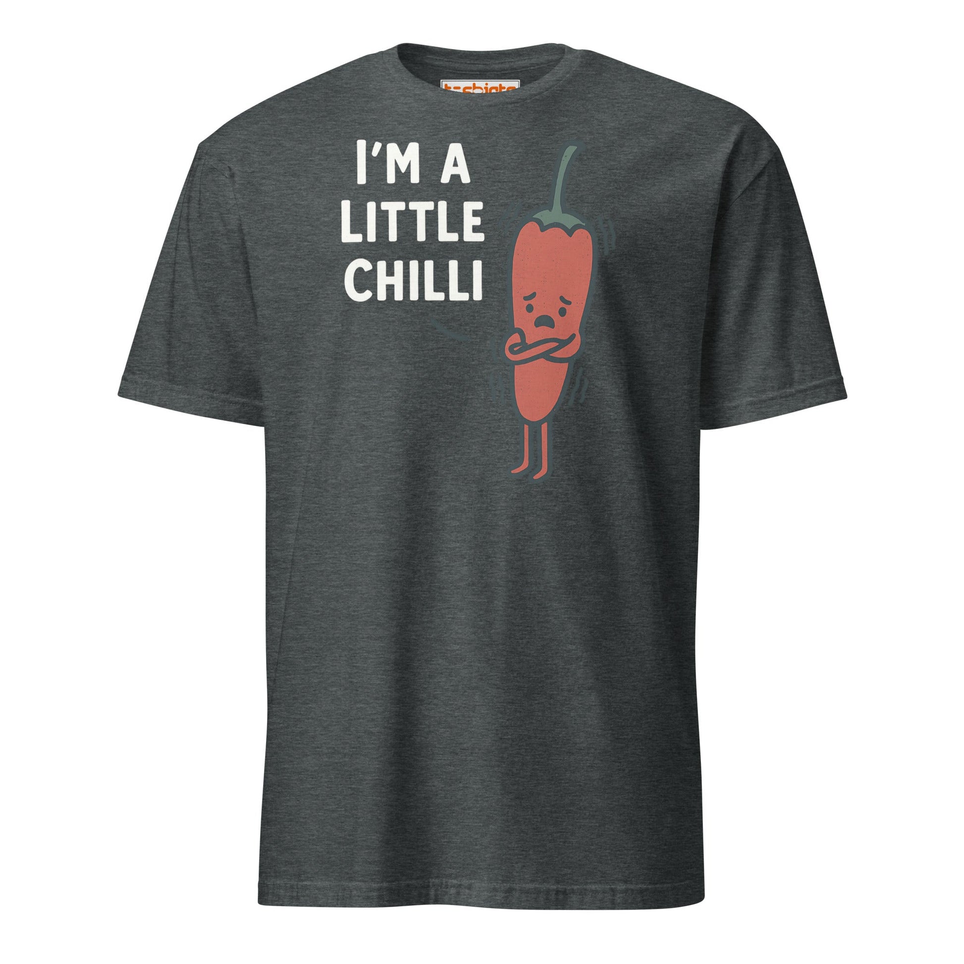 I’m a Little Chilli T-Shirt – Funny Food Pun Cartoon Tee - Dark Heather - T-Shirts Online