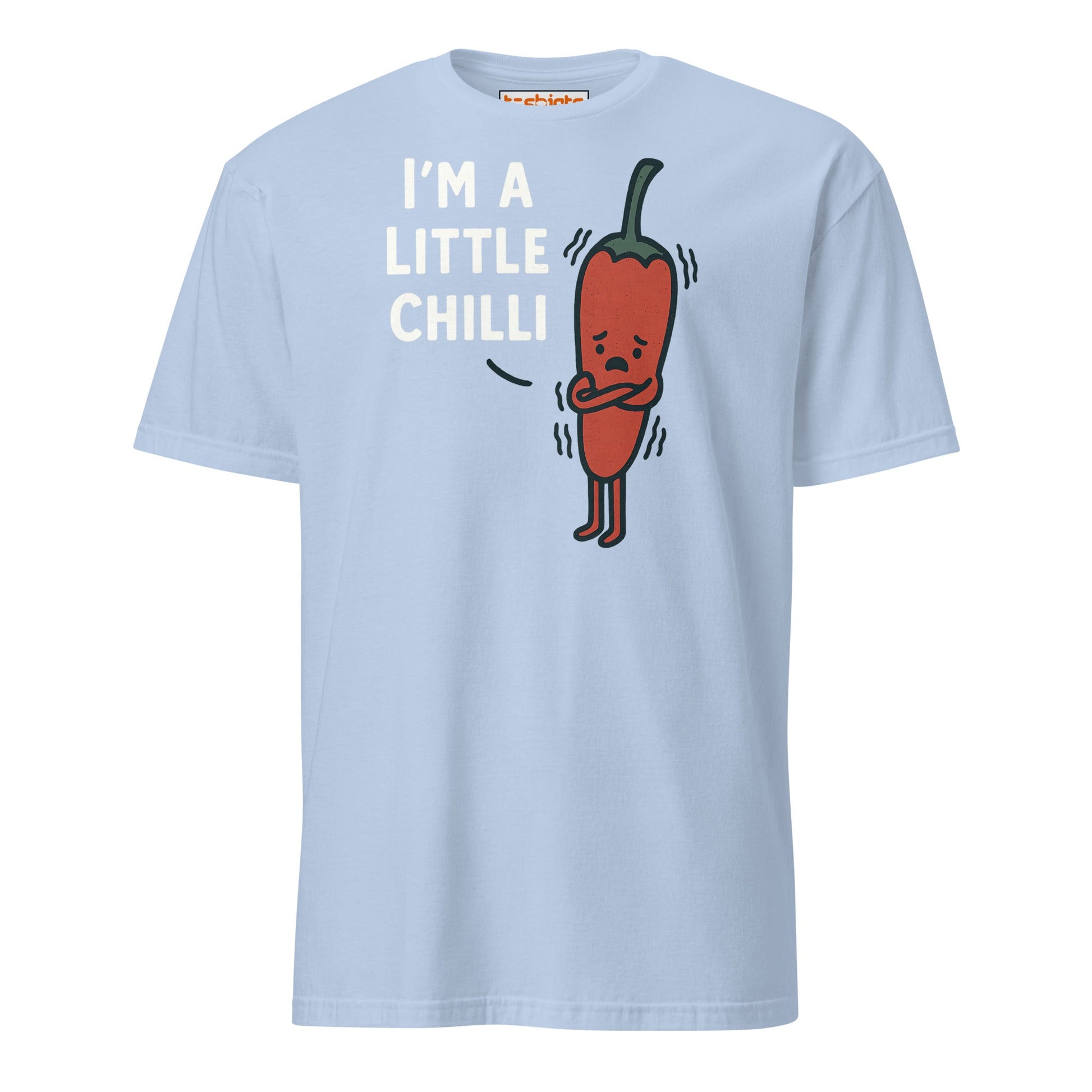 I’m a Little Chilli T-Shirt – Funny Food Pun Cartoon Tee - Light Blue - T-Shirts Online