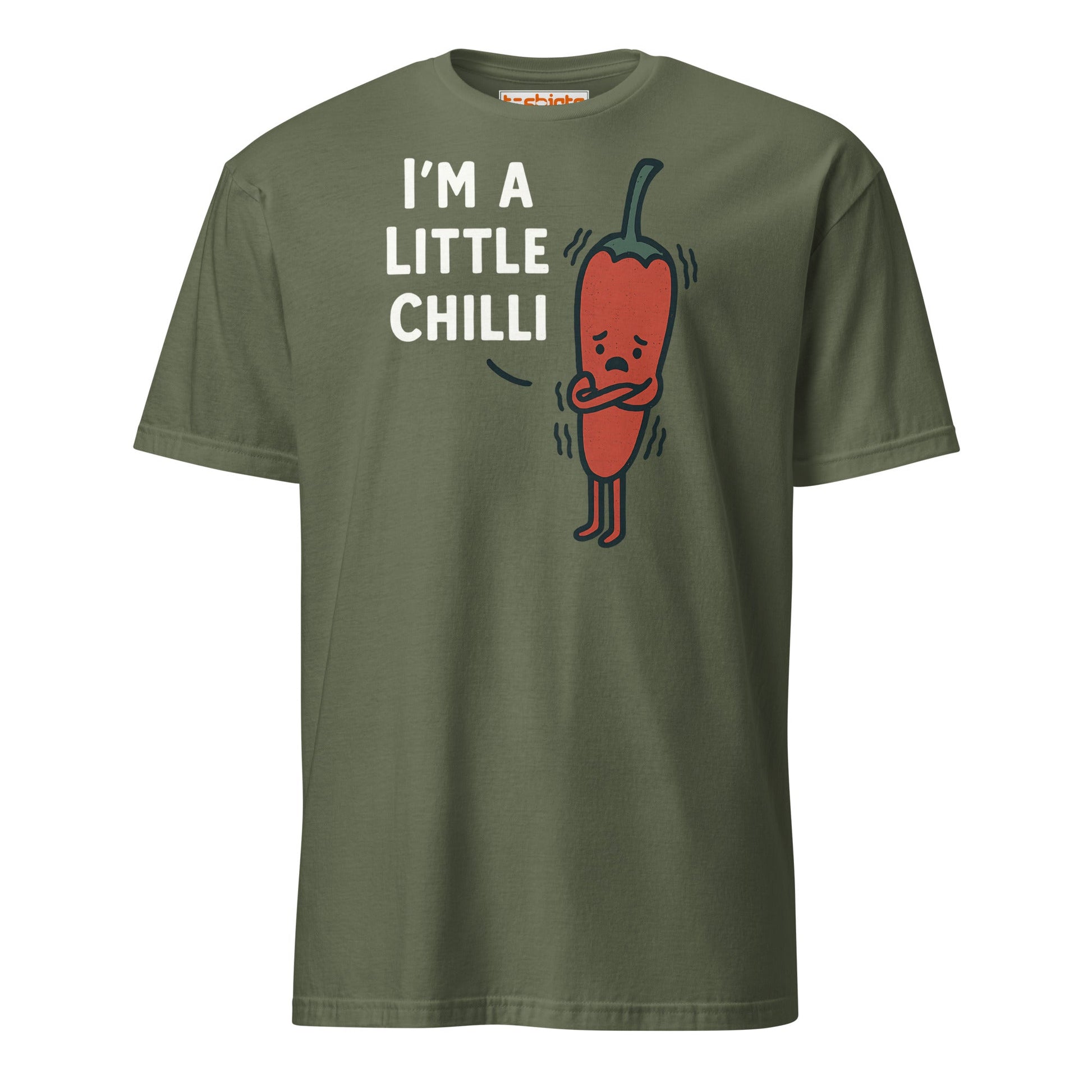 I’m a Little Chilli T-Shirt – Funny Food Pun Cartoon Tee - Military Green - T-Shirts Online