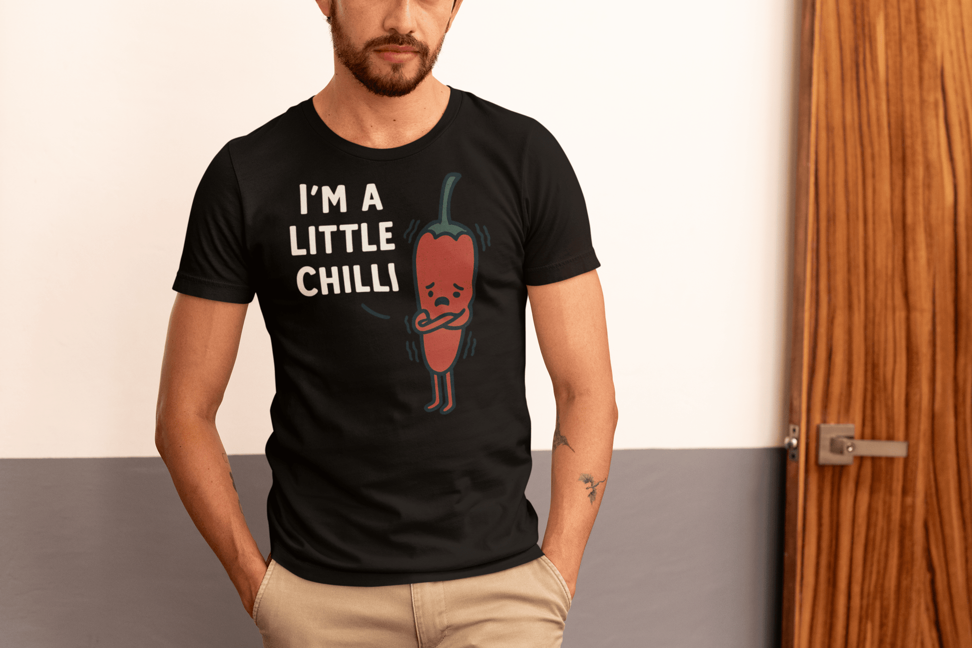 I’m a Little Chilli T-Shirt – Funny Food Pun Cartoon Tee - Navy - T-Shirts Online