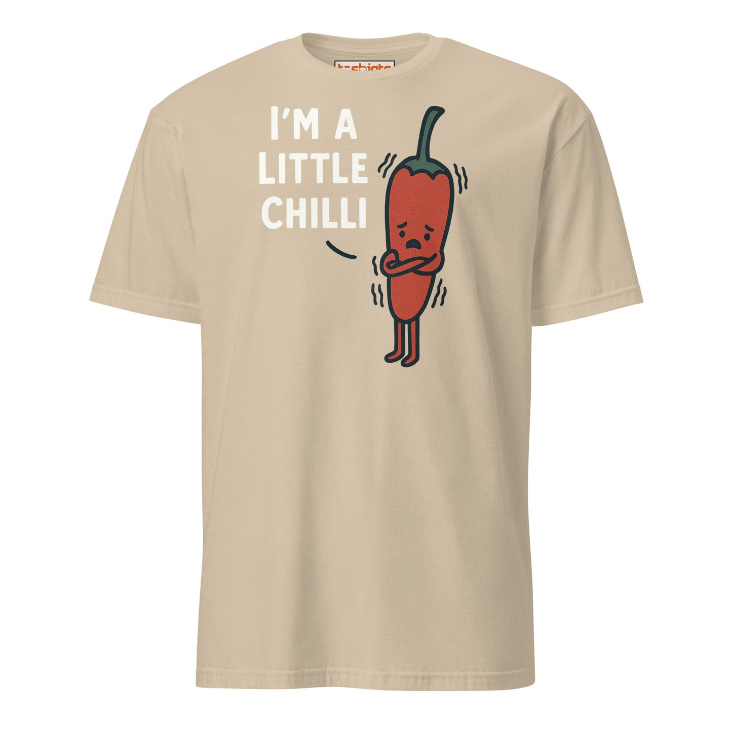 I’m a Little Chilli T-Shirt – Funny Food Pun Cartoon Tee - Sand - T-Shirts Online