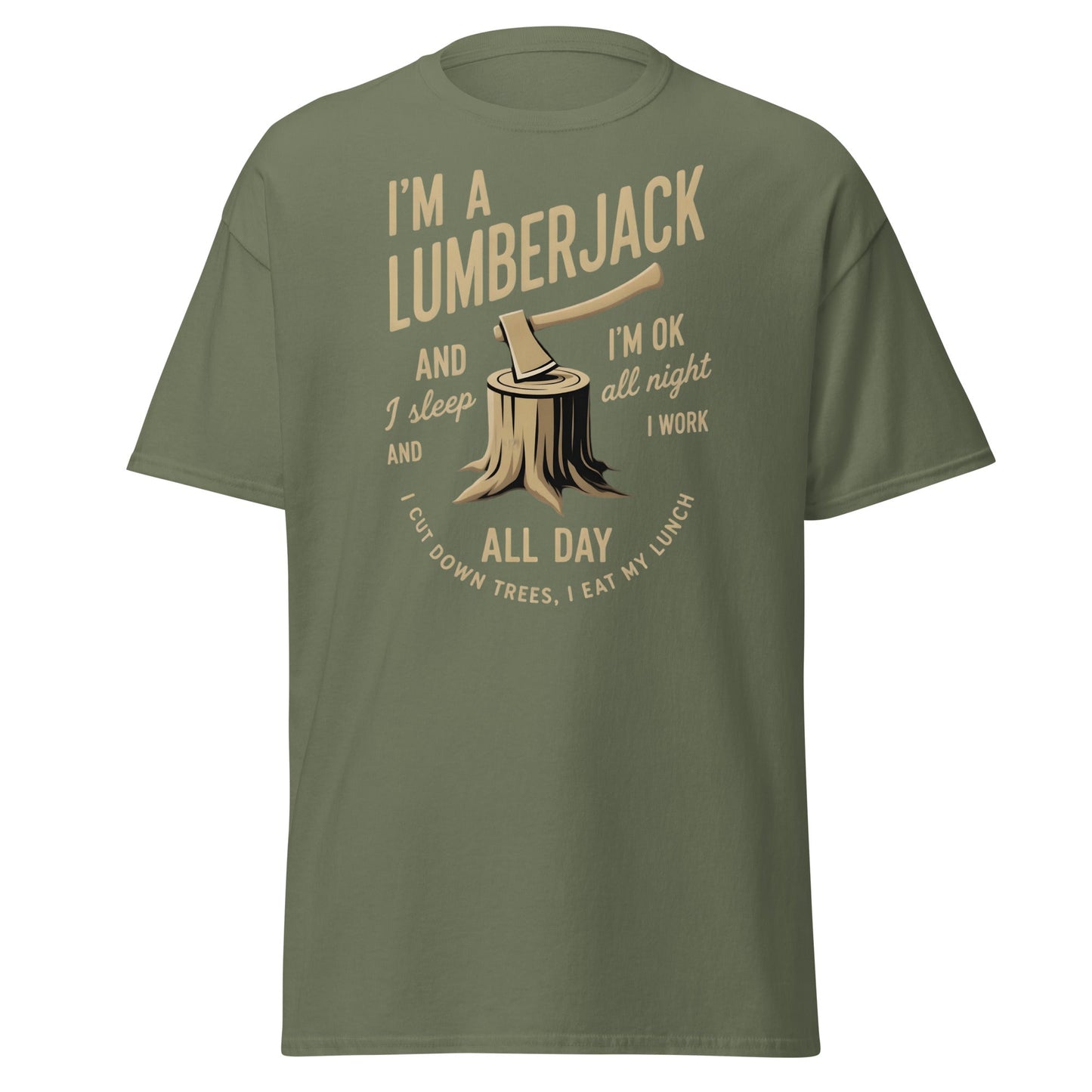 I'm a Lumberjack T-Shirt – Funny Lumberjack Tee - Military Green - T-Shirts Online