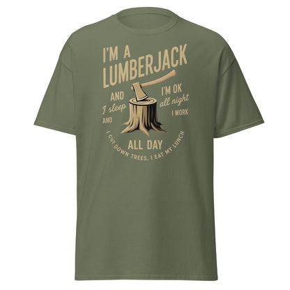I'm a Lumberjack T-Shirt – Funny Lumberjack Tee - Military Green - T-Shirts Online