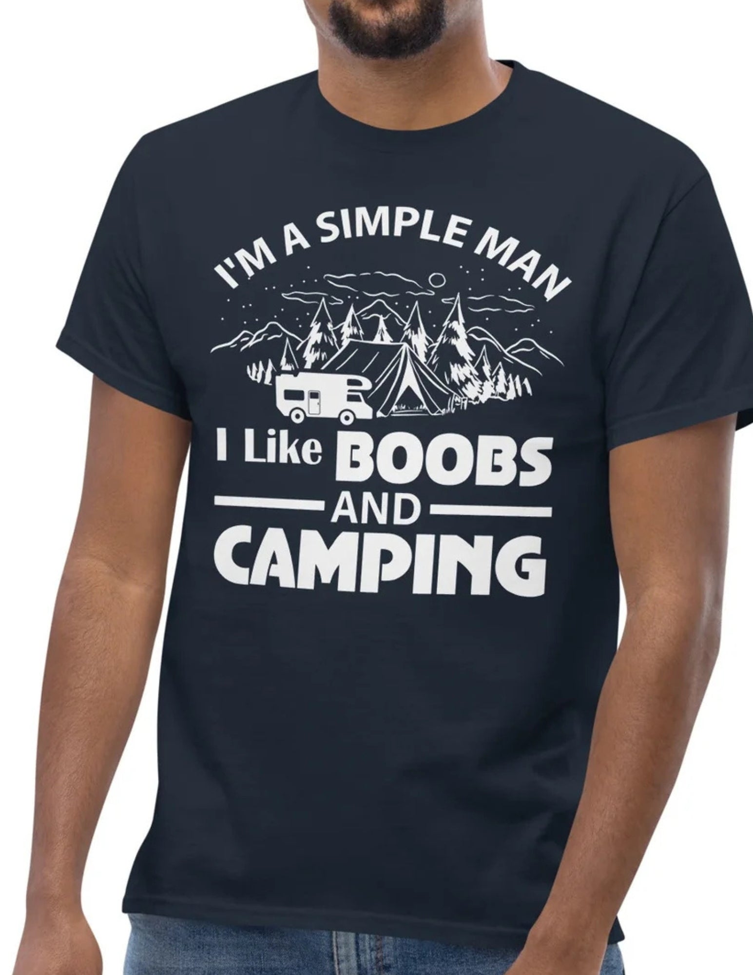 I'm a Simple Man | Funny Camping T-Shirt - Black - T-Shirts Online