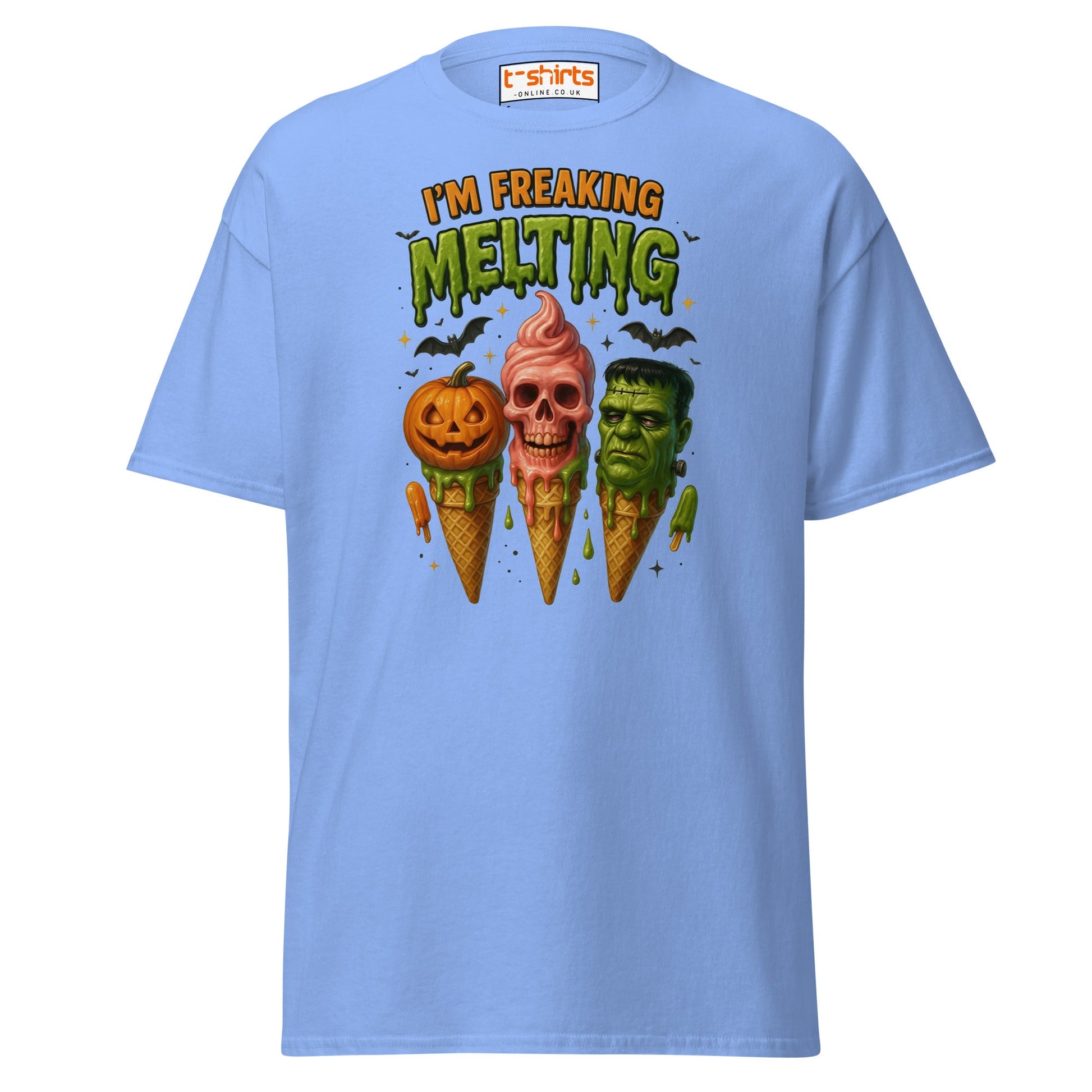 I’m Freaking Melting T-Shirt – Funny Halloween Ice Cream Tee - Carolina Blue - T-Shirts Online