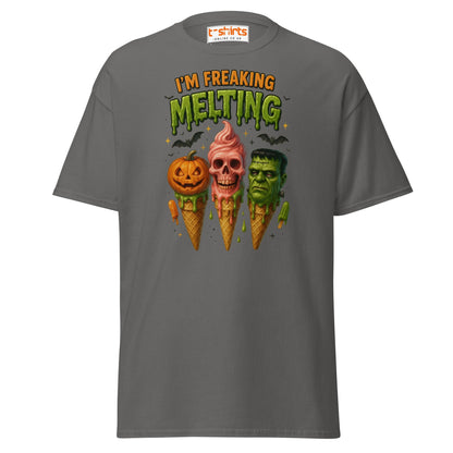 I’m Freaking Melting T-Shirt – Funny Halloween Ice Cream Tee - Charcoal - T-Shirts Online