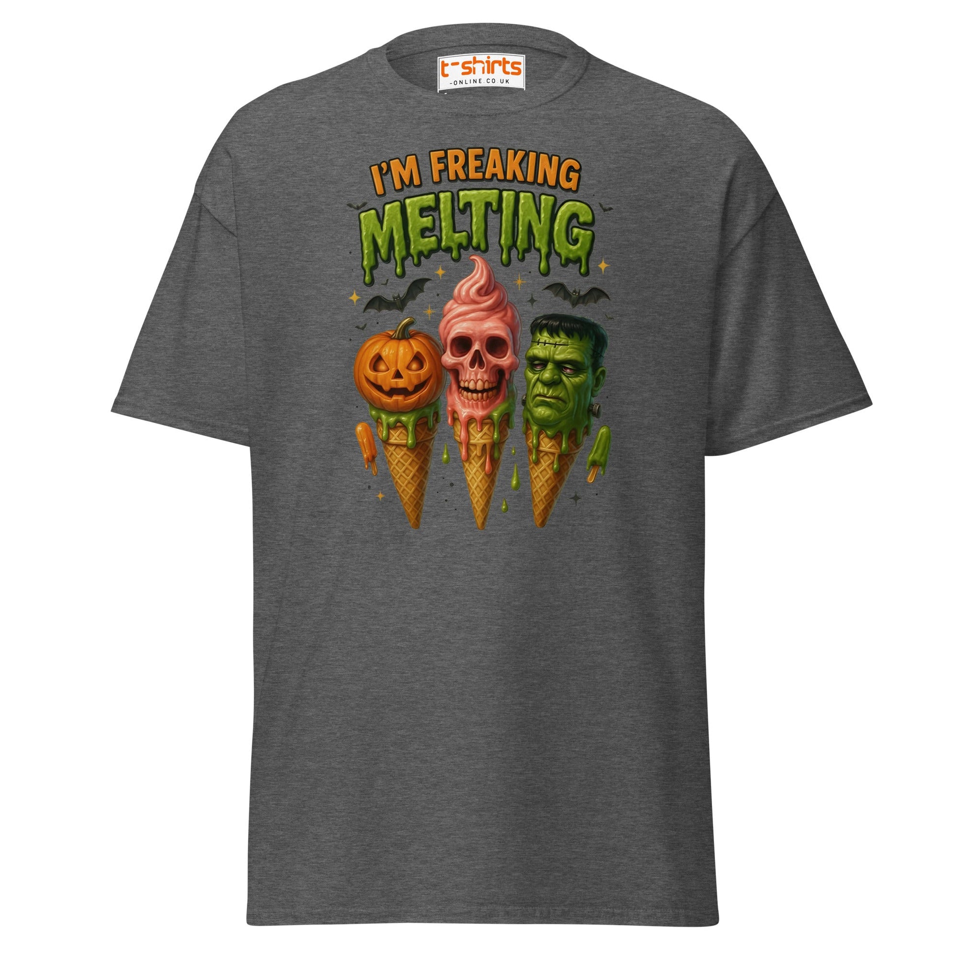 I’m Freaking Melting T-Shirt – Funny Halloween Ice Cream Tee - Dark Heather - T-Shirts Online