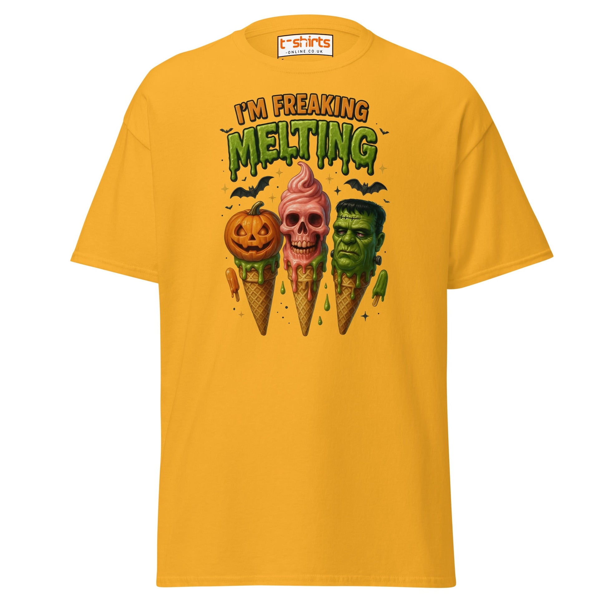 I’m Freaking Melting T-Shirt – Funny Halloween Ice Cream Tee - Gold - T-Shirts Online