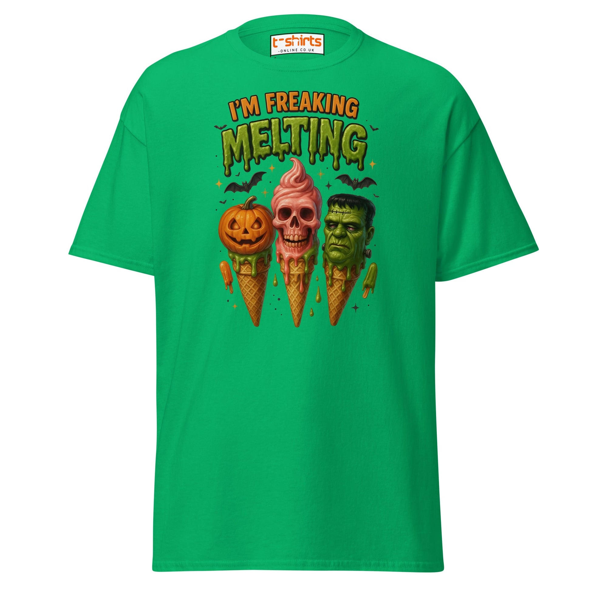 I’m Freaking Melting T-Shirt – Funny Halloween Ice Cream Tee - Irish Green - T-Shirts Online