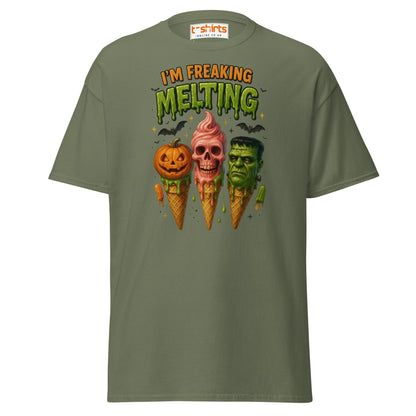 I’m Freaking Melting T-Shirt – Funny Halloween Ice Cream Tee - Military Green - T-Shirts Online
