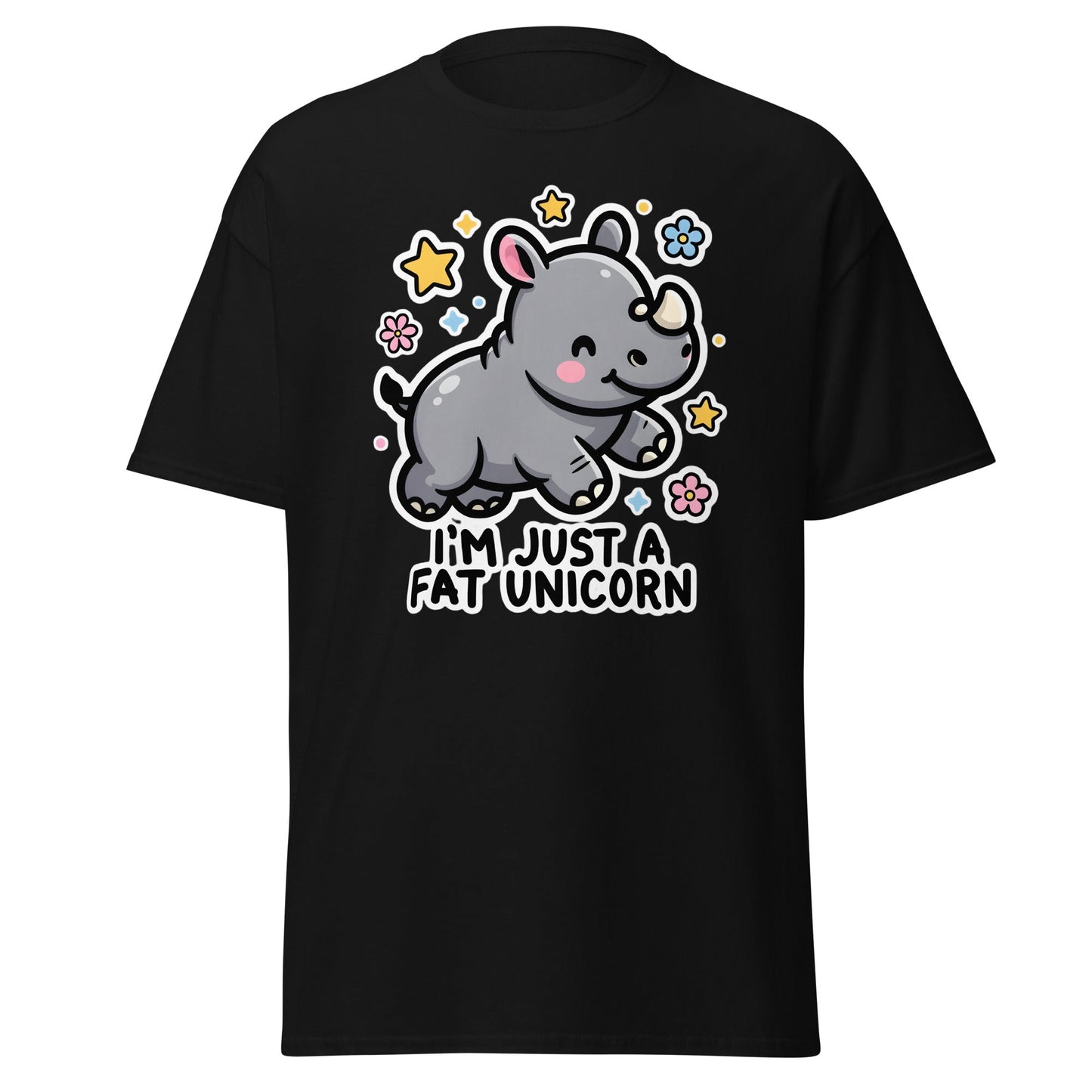 I'm Just A Fat Unicorn T-Shirt - Cute Chubby Rhino Tee - Black - T-Shirts Online