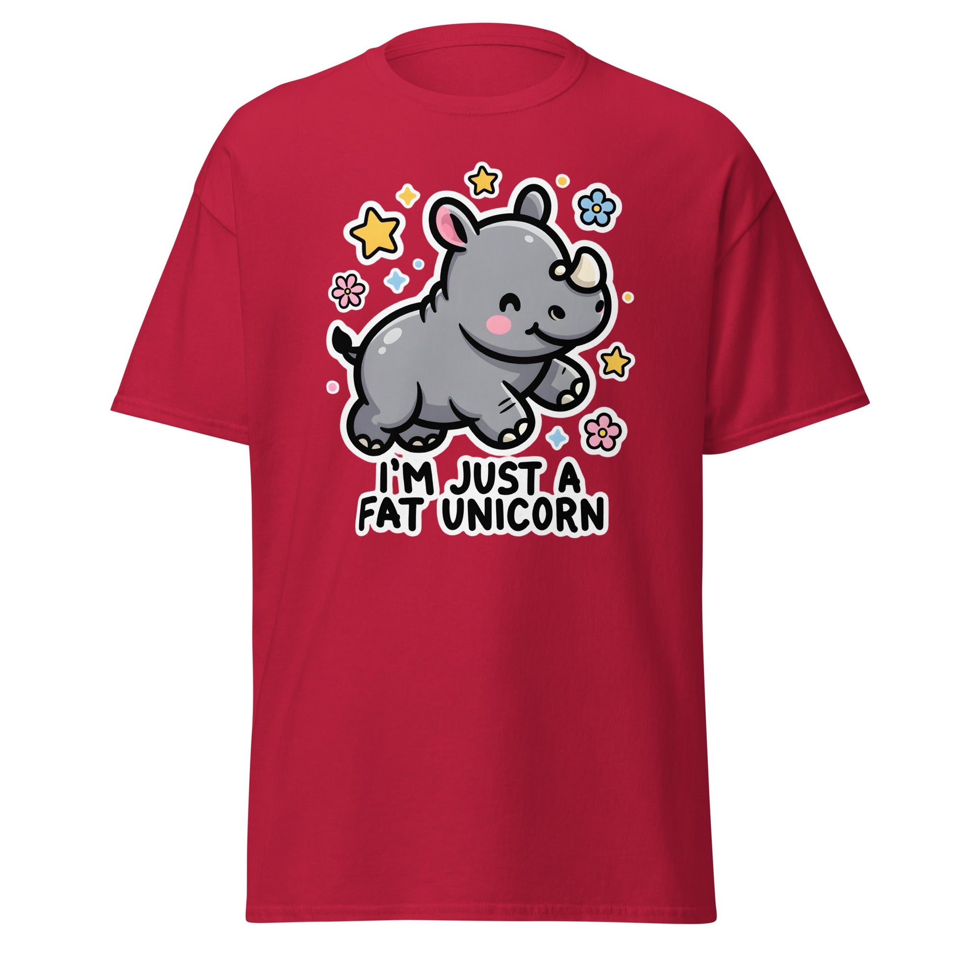 I'm Just A Fat Unicorn T-Shirt - Cute Chubby Rhino Tee - Cardinal - T-Shirts Online