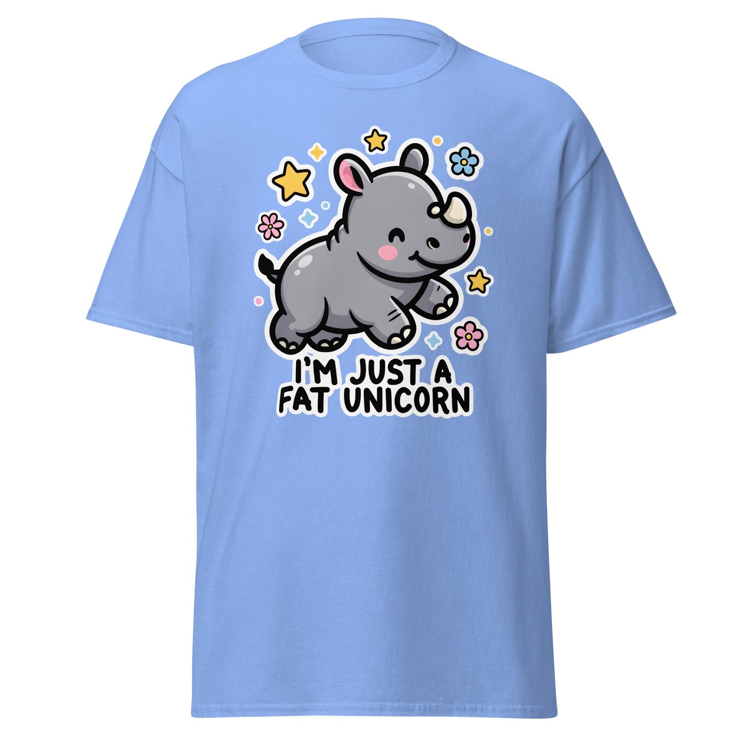I'm Just A Fat Unicorn T-Shirt - Cute Chubby Rhino Tee - Carolina Blue - T-Shirts Online