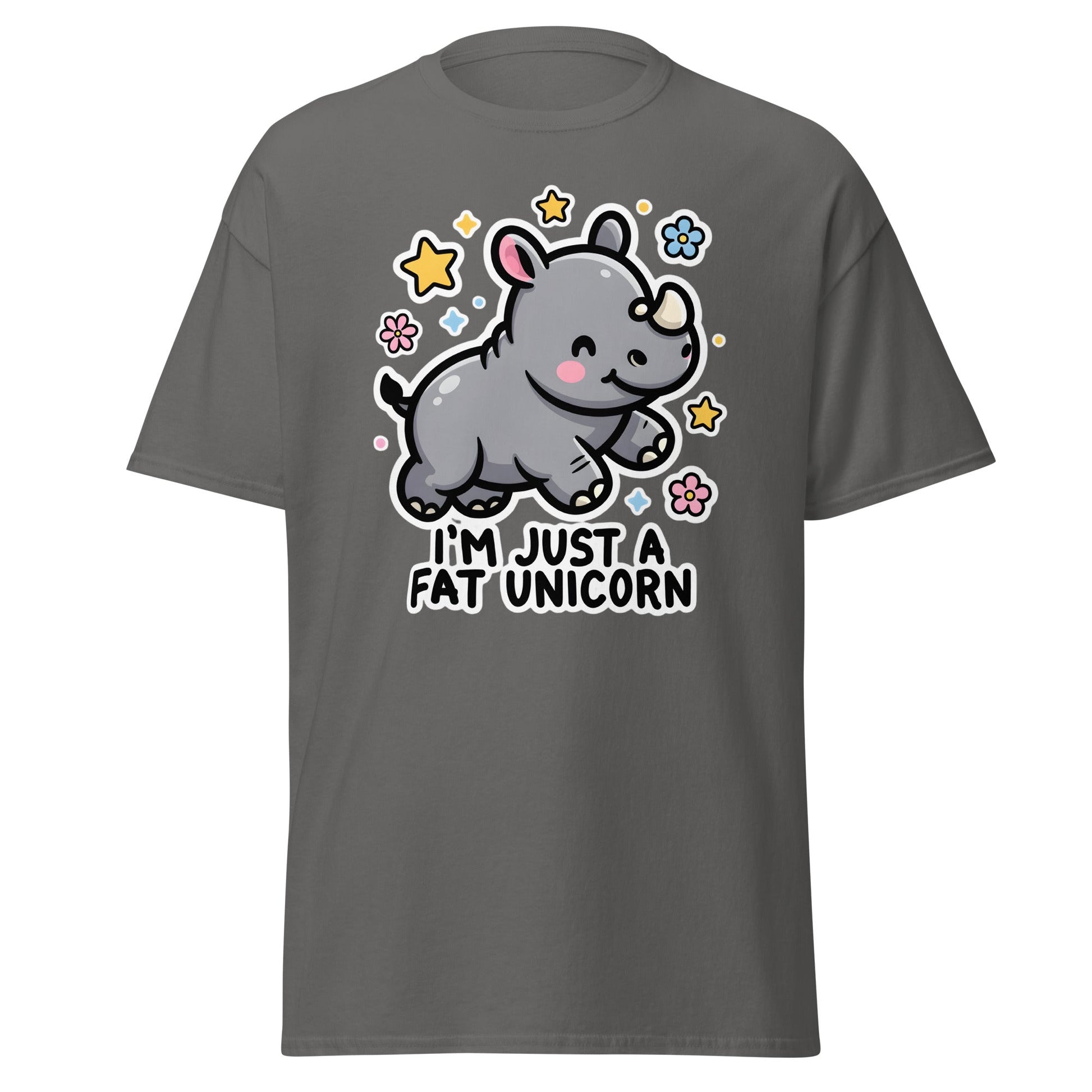 I'm Just A Fat Unicorn T-Shirt - Cute Chubby Rhino Tee - Charcoal - T-Shirts Online
