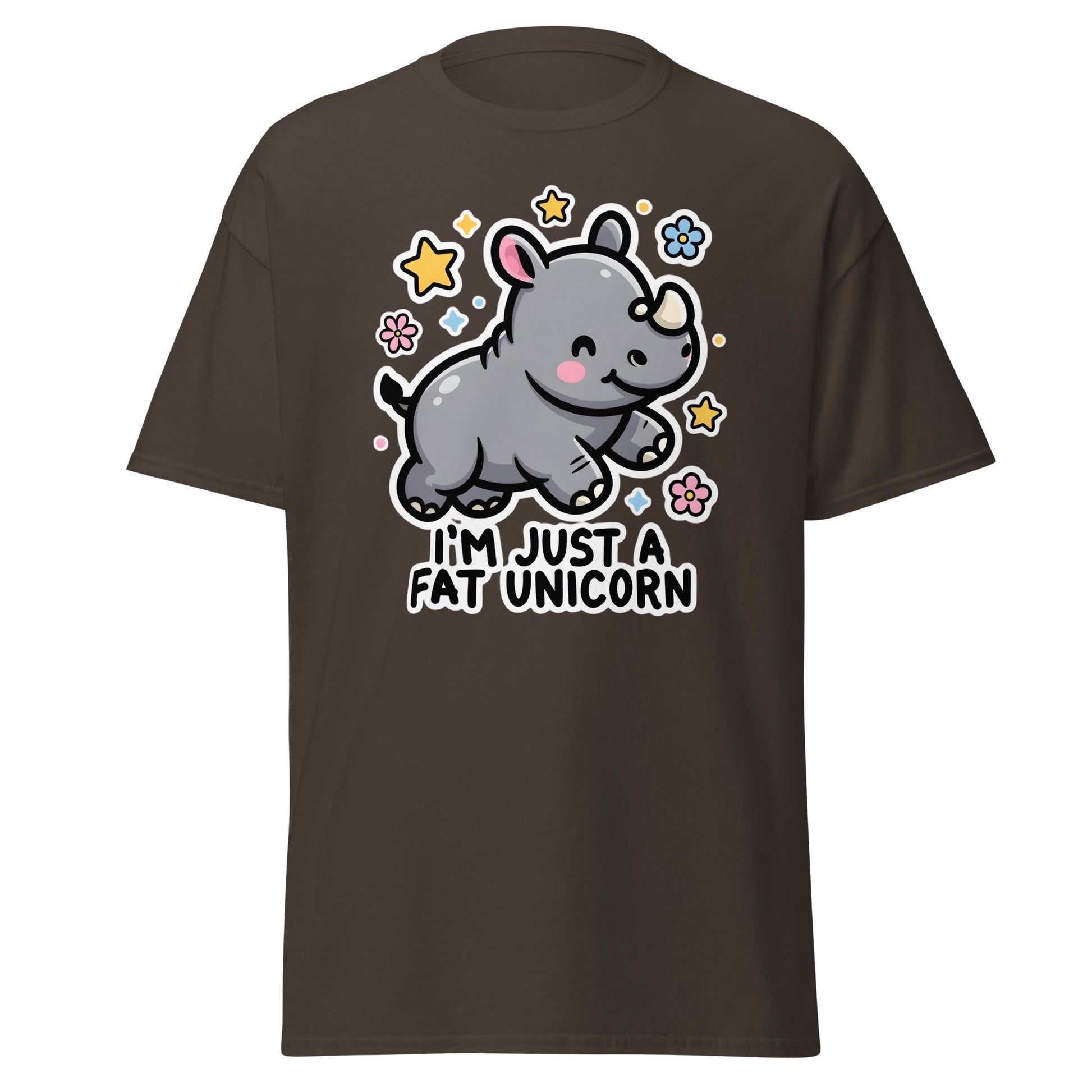 I'm Just A Fat Unicorn T-Shirt - Cute Chubby Rhino Tee - Dark Chocolate - T-Shirts Online