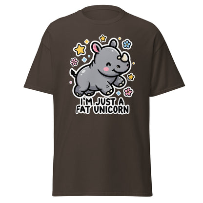 I'm Just A Fat Unicorn T-Shirt - Cute Chubby Rhino Tee - Dark Chocolate - T-Shirts Online