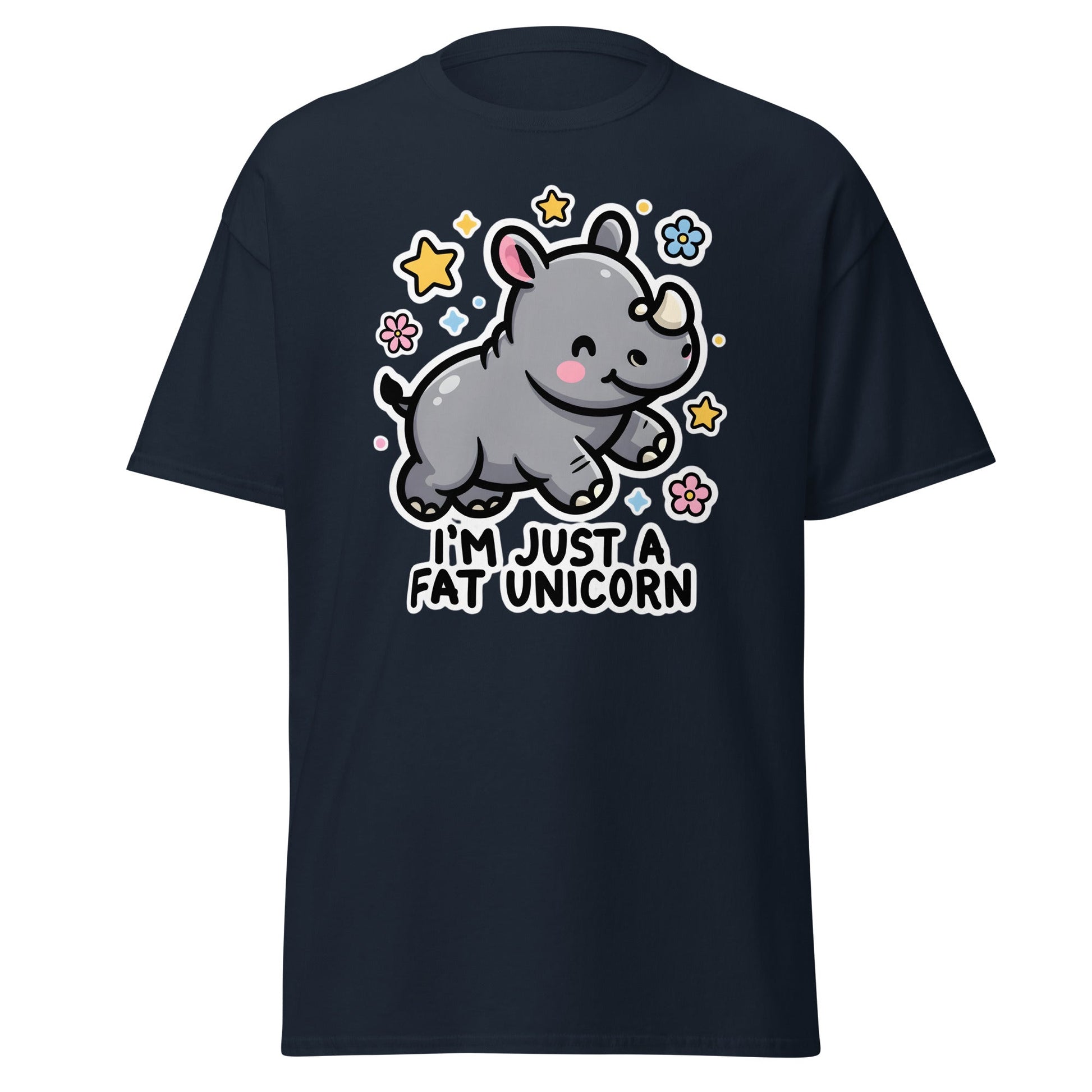 I'm Just A Fat Unicorn T-Shirt - Cute Chubby Rhino Tee - Navy - T-Shirts Online