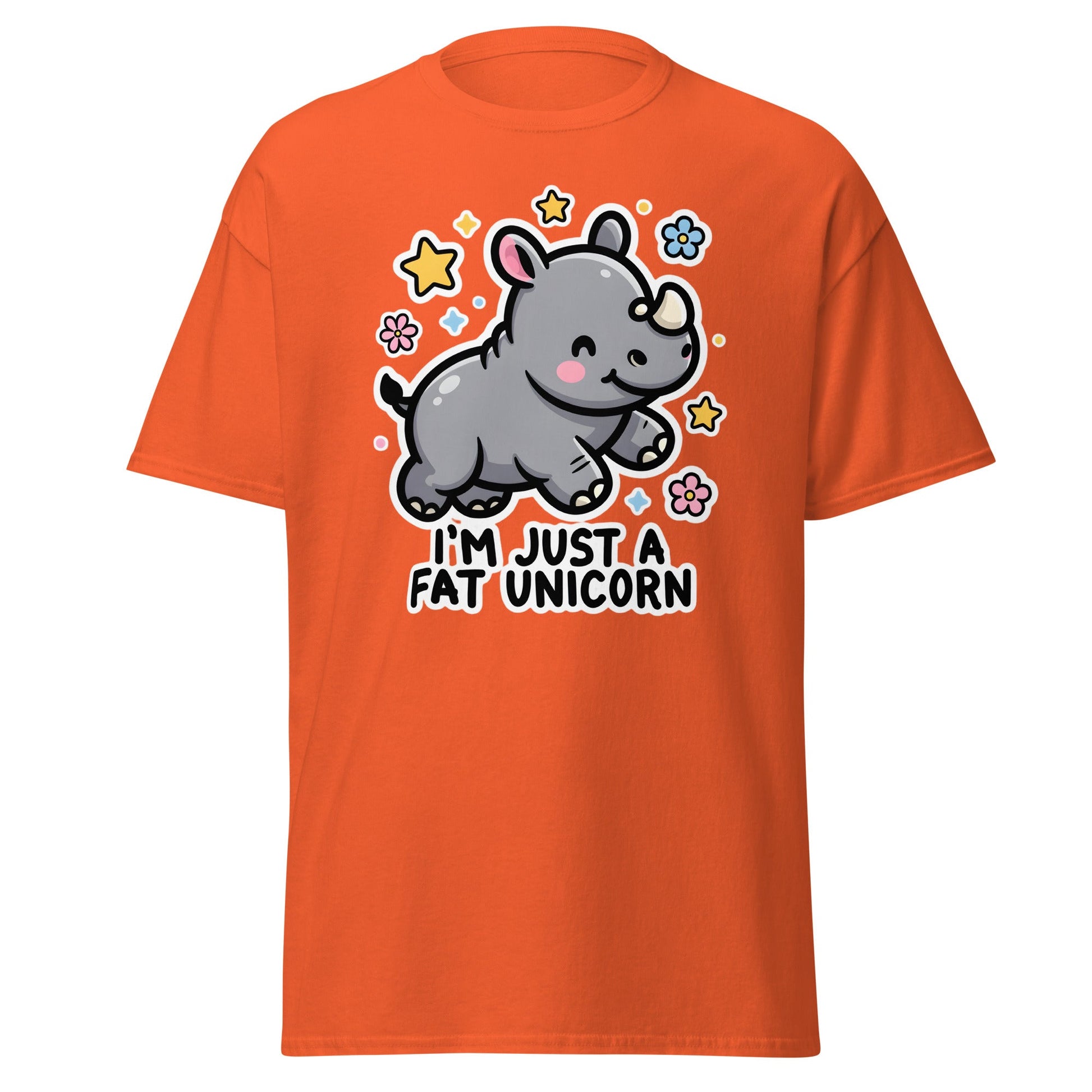I'm Just A Fat Unicorn T-Shirt - Cute Chubby Rhino Tee - Orange - T-Shirts Online
