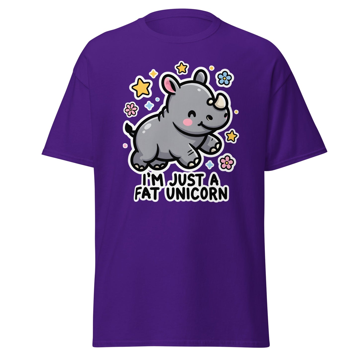 I'm Just A Fat Unicorn T-Shirt - Cute Chubby Rhino Tee - Purple - T-Shirts Online