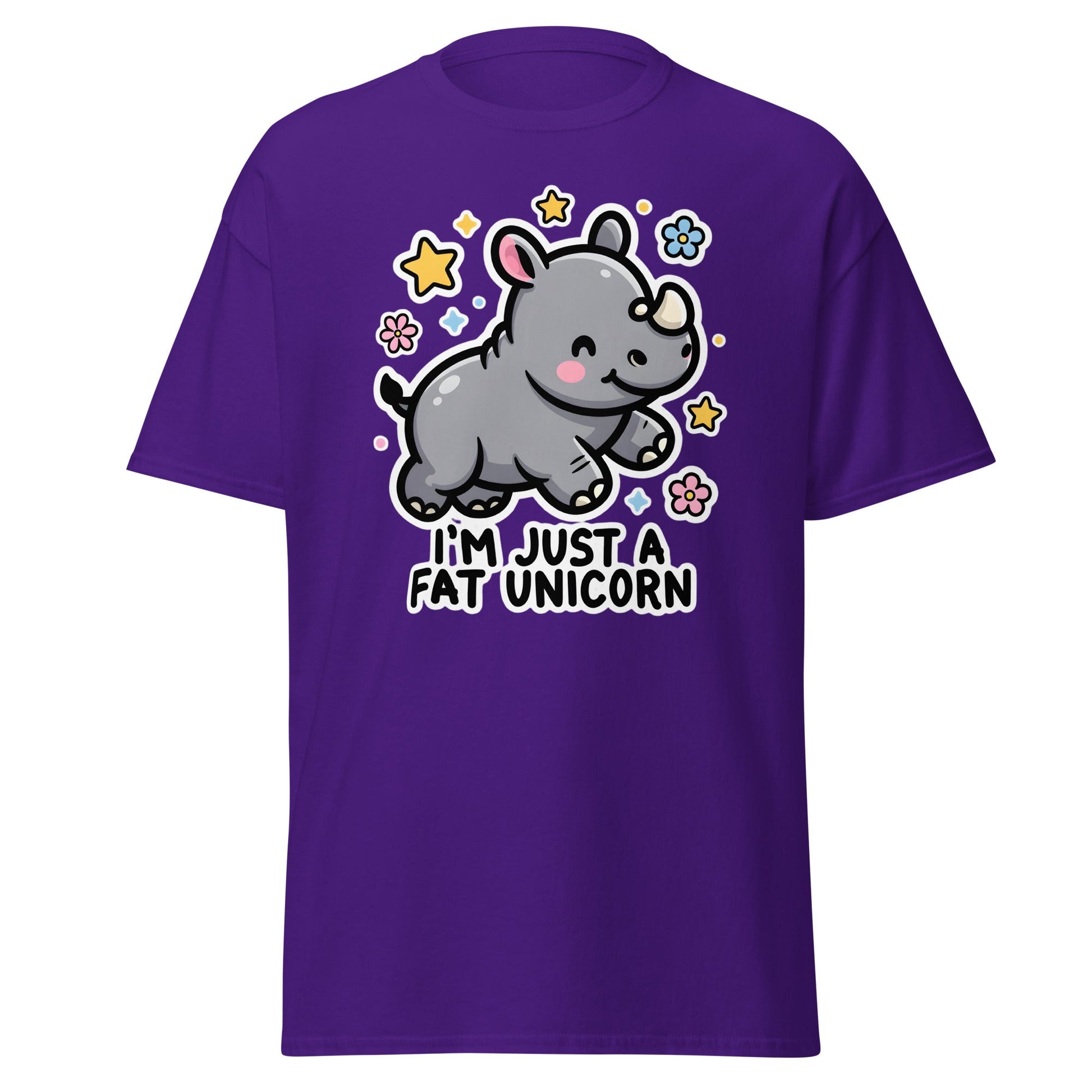 I'm Just A Fat Unicorn T-Shirt - Cute Chubby Rhino Tee - Purple - T-Shirts Online