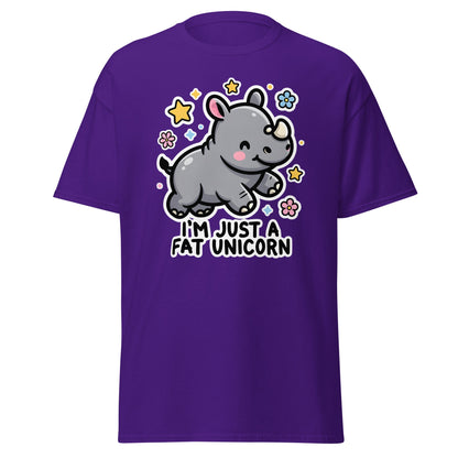 I'm Just A Fat Unicorn T-Shirt - Cute Chubby Rhino Tee - Purple - T-Shirts Online