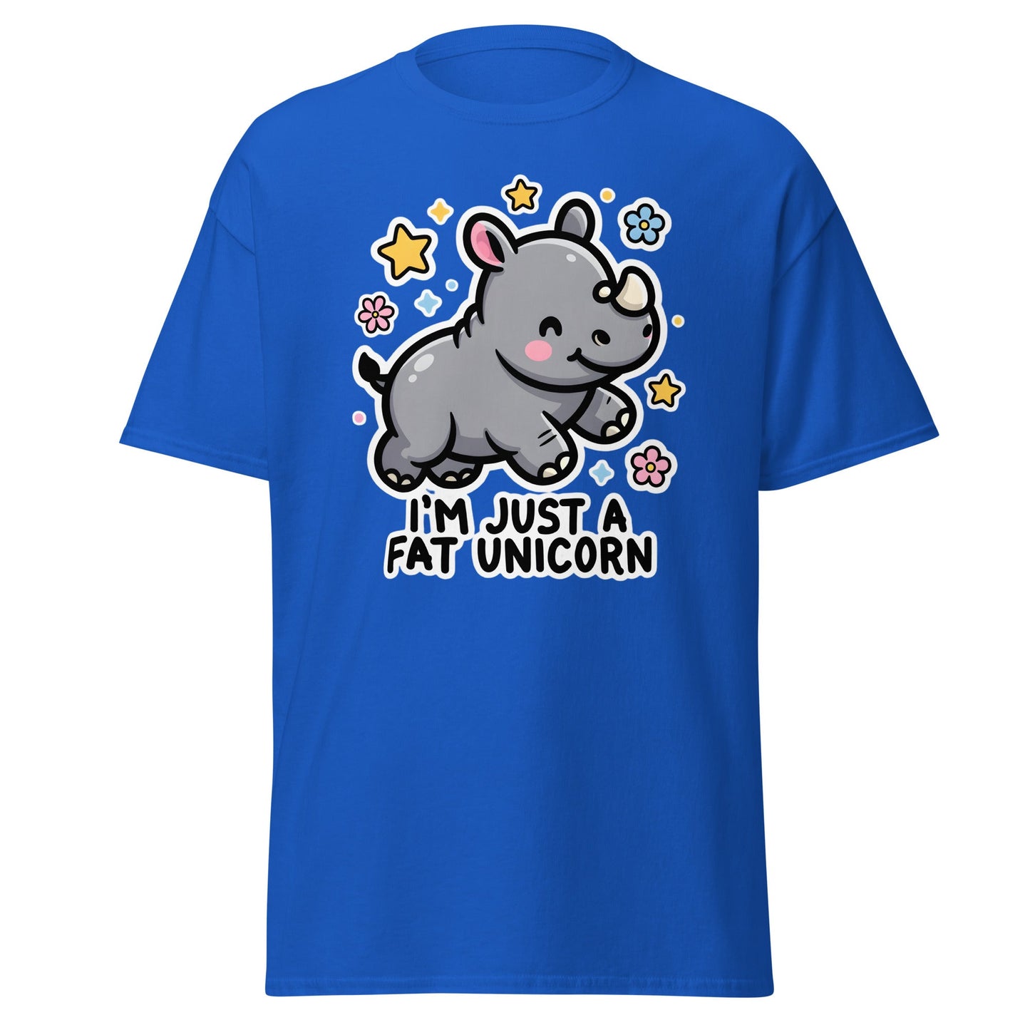 I'm Just A Fat Unicorn T-Shirt - Cute Chubby Rhino Tee - Royal - T-Shirts Online