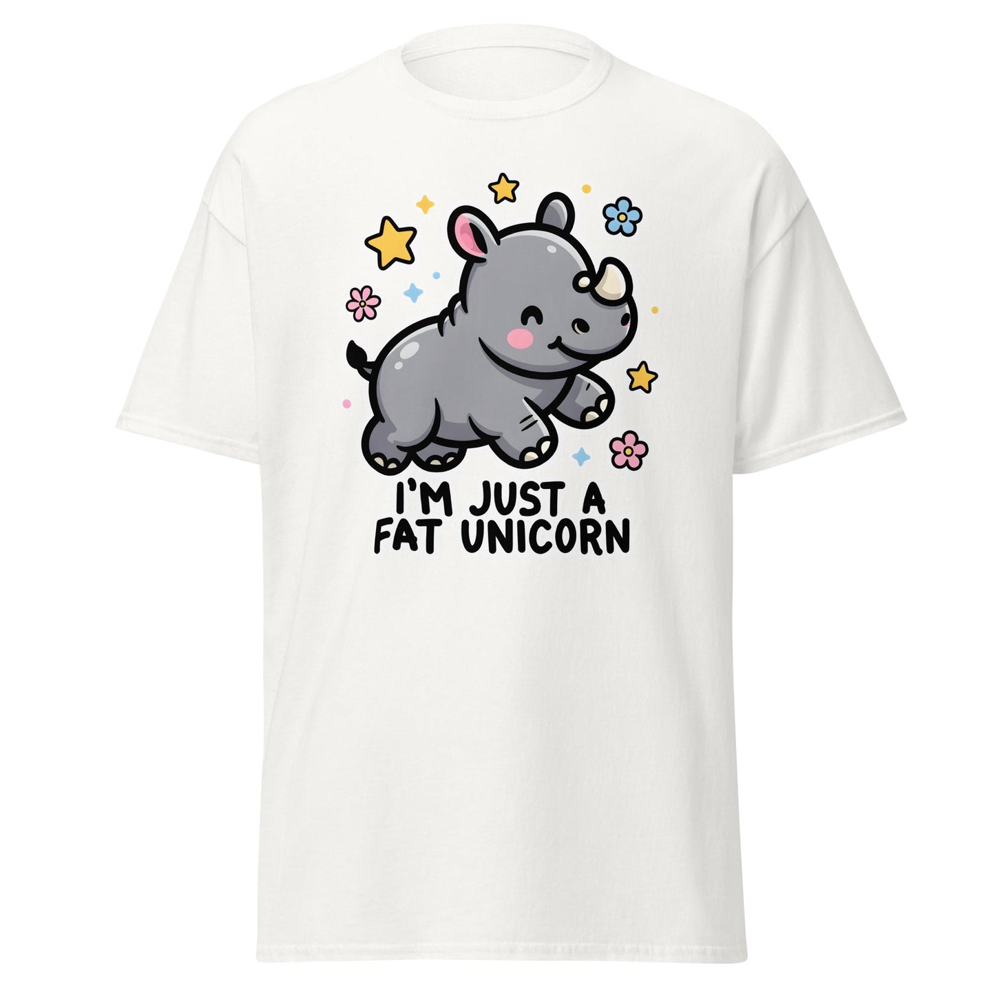 I'm Just A Fat Unicorn T-Shirt - Cute Chubby Rhino Tee - White - T-Shirts Online