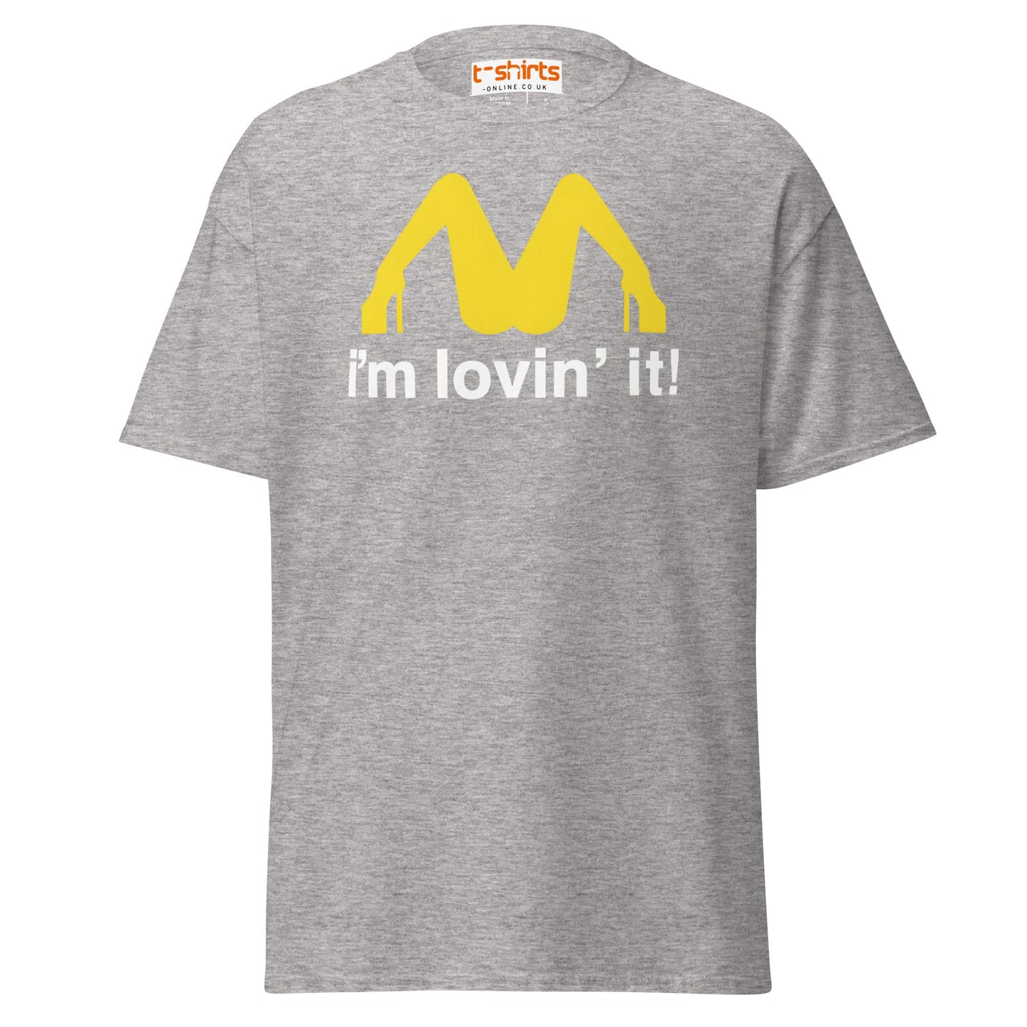 I'm Lovin' It Funny Parody Adult Humor T-Shirt - Sport Grey - T-Shirts Online