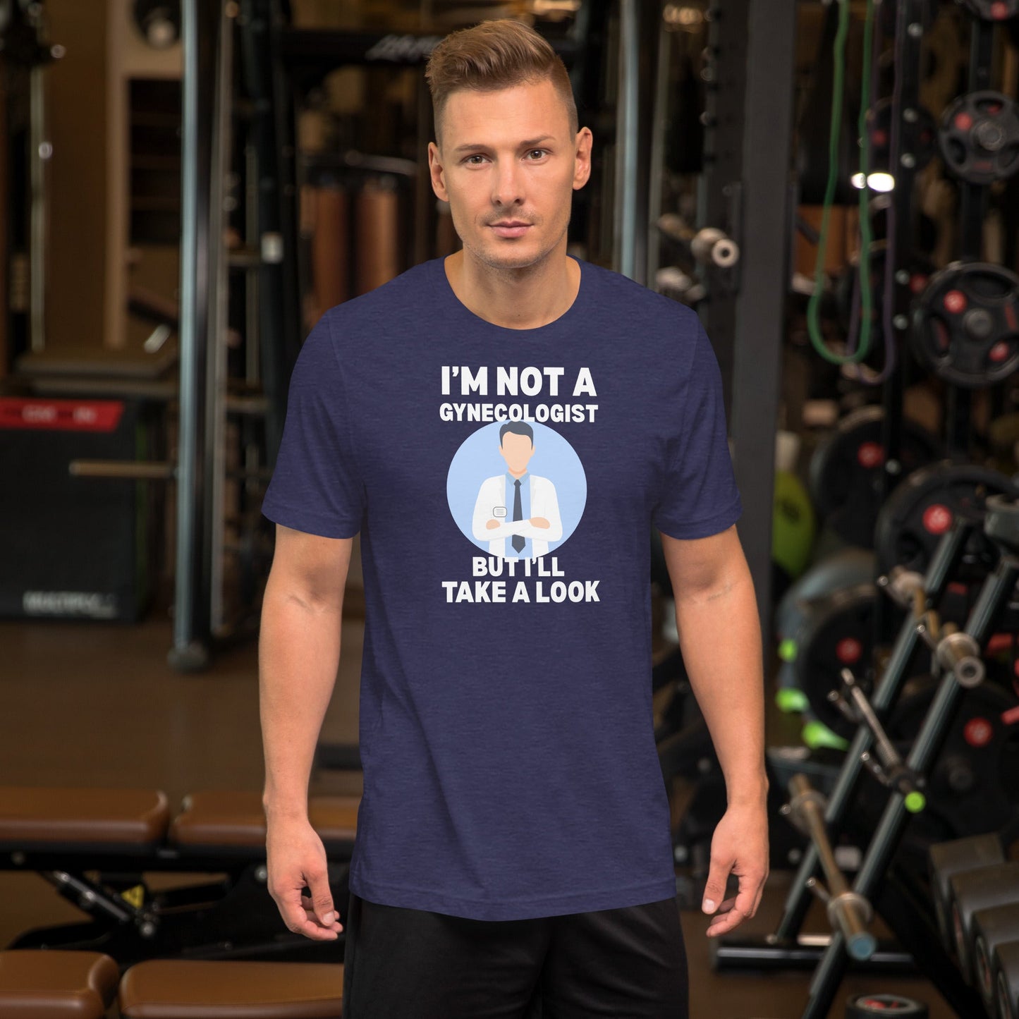 I'm Not a Gynecologist T-Shirt | 18+ Fun Humor Tee - Heather Midnight Navy - T-Shirts Online