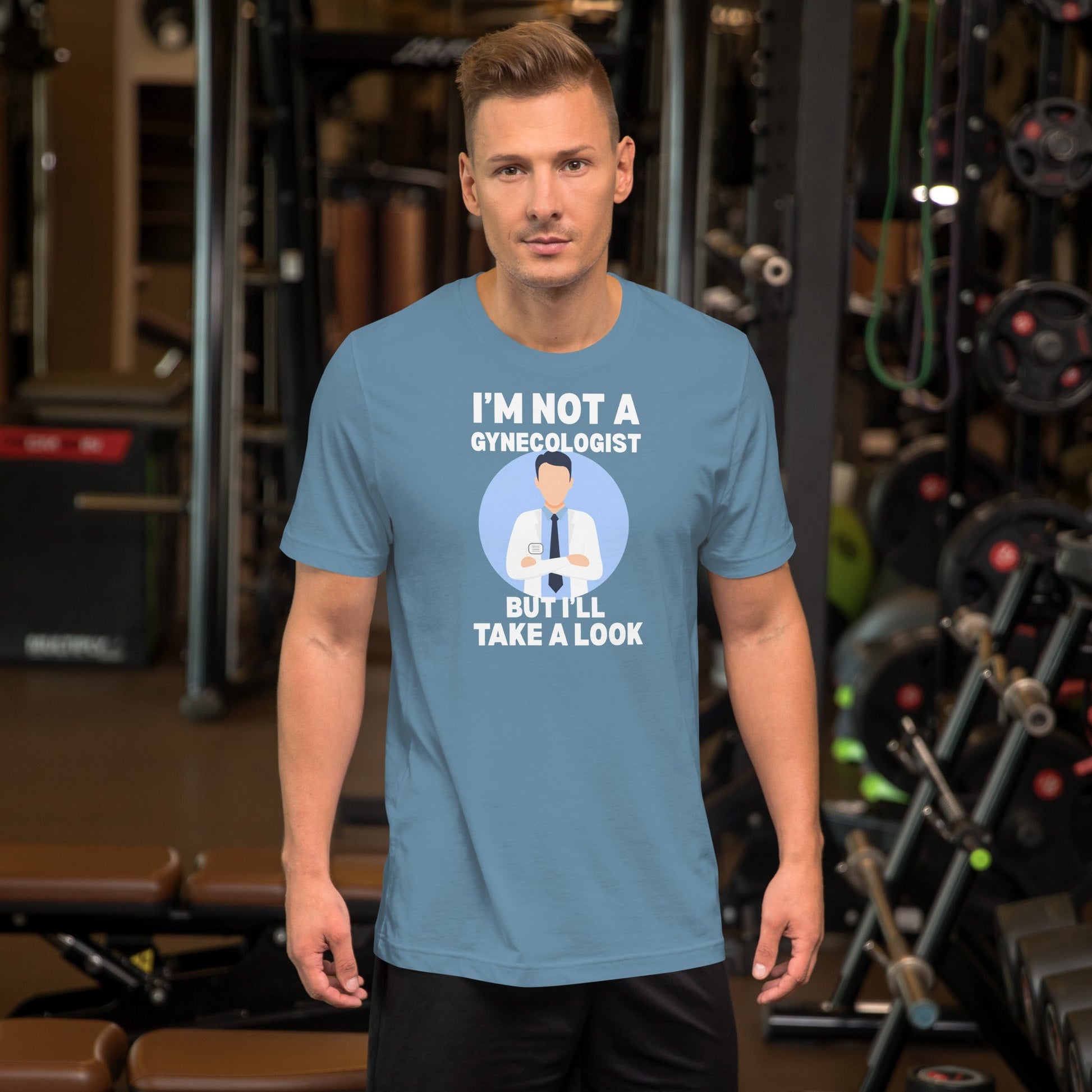 I'm Not a Gynecologist T-Shirt | 18+ Fun Humor Tee - Steel Blue - T-Shirts Online