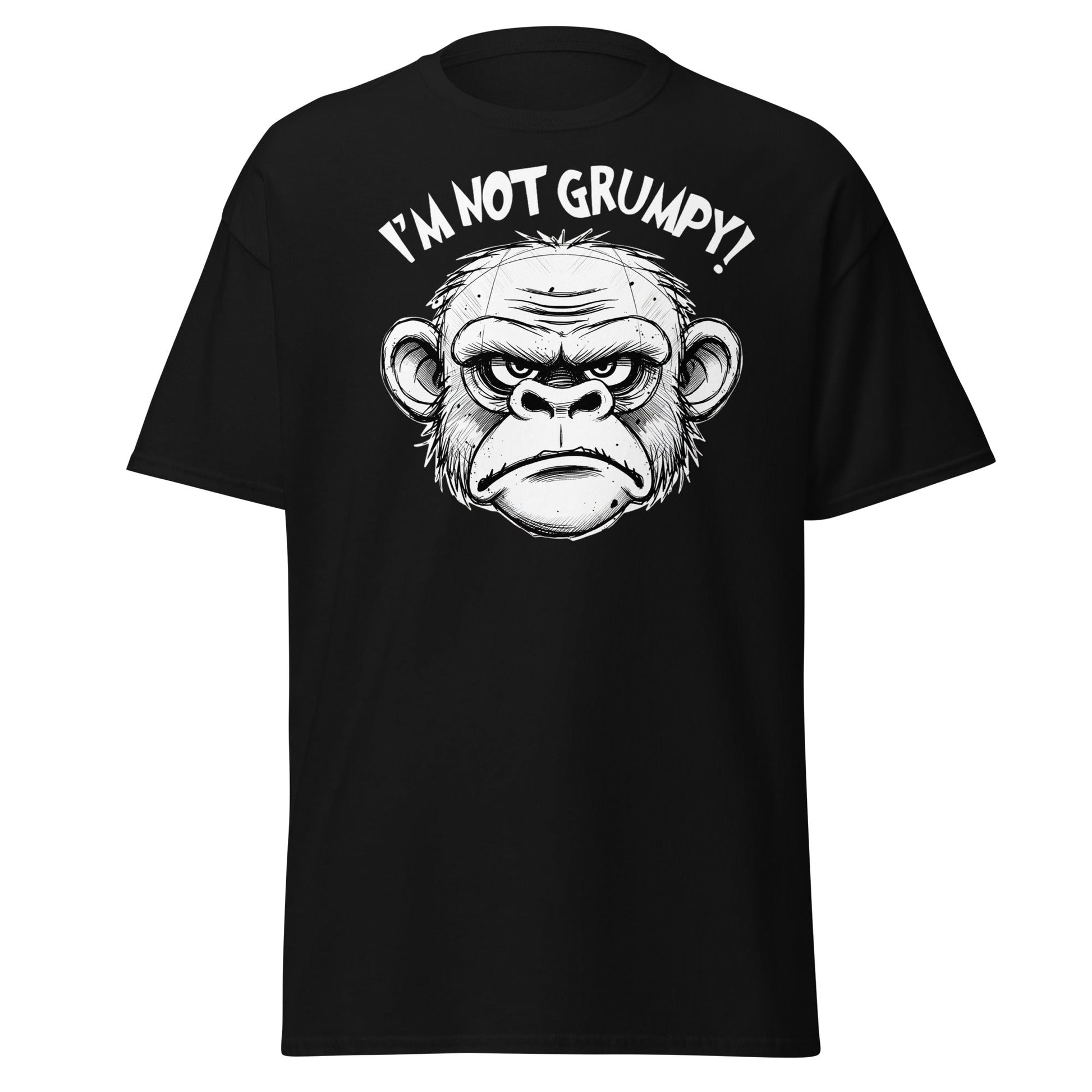 I'm Not Grumpy Monkey T-Shirt - Funny Sarcastic Ape Tee - Black - T-Shirts Online