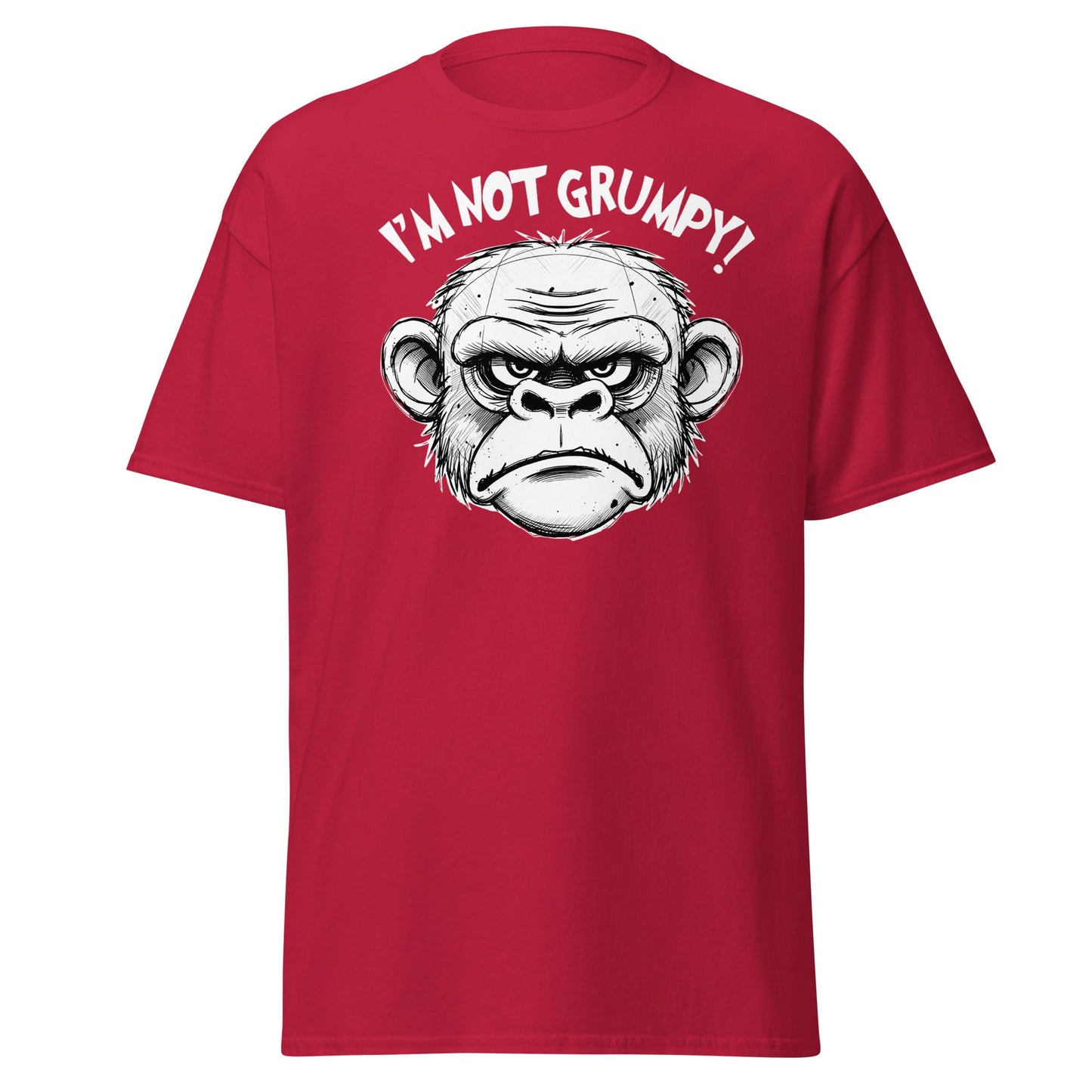 I'm Not Grumpy Monkey T-Shirt - Funny Sarcastic Ape Tee - Cardinal - T-Shirts Online