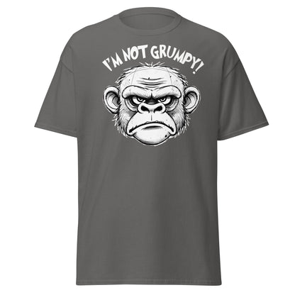 I'm Not Grumpy Monkey T-Shirt - Funny Sarcastic Ape Tee - Charcoal - T-Shirts Online