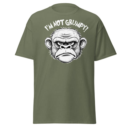 I'm Not Grumpy Monkey T-Shirt - Funny Sarcastic Ape Tee - Military Green - T-Shirts Online
