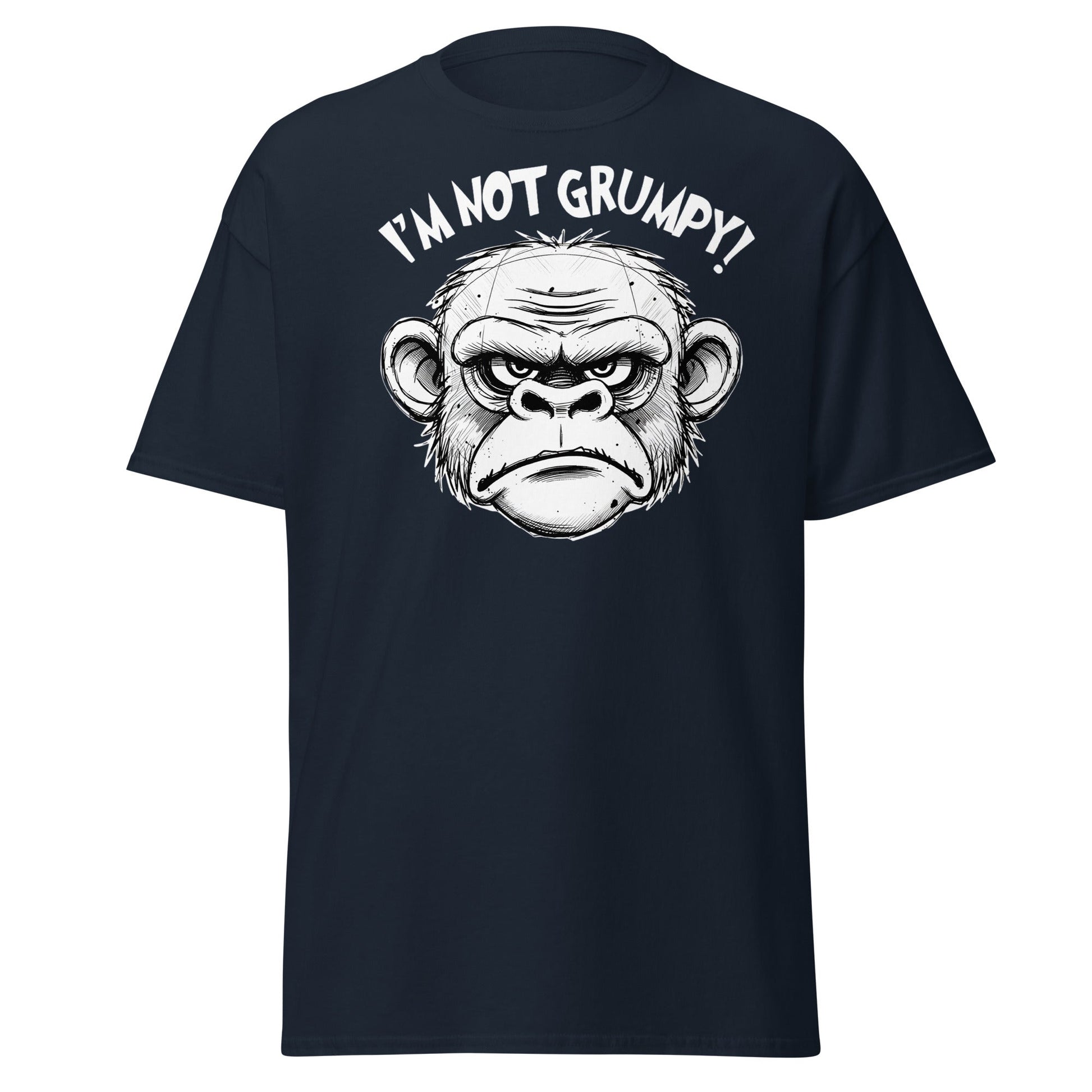 I'm Not Grumpy Monkey T-Shirt - Funny Sarcastic Ape Tee - Navy - T-Shirts Online