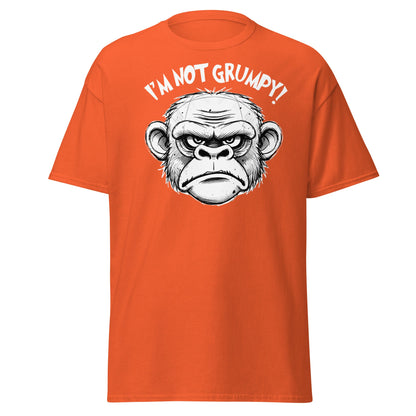 I'm Not Grumpy Monkey T-Shirt - Funny Sarcastic Ape Tee - Orange - T-Shirts Online