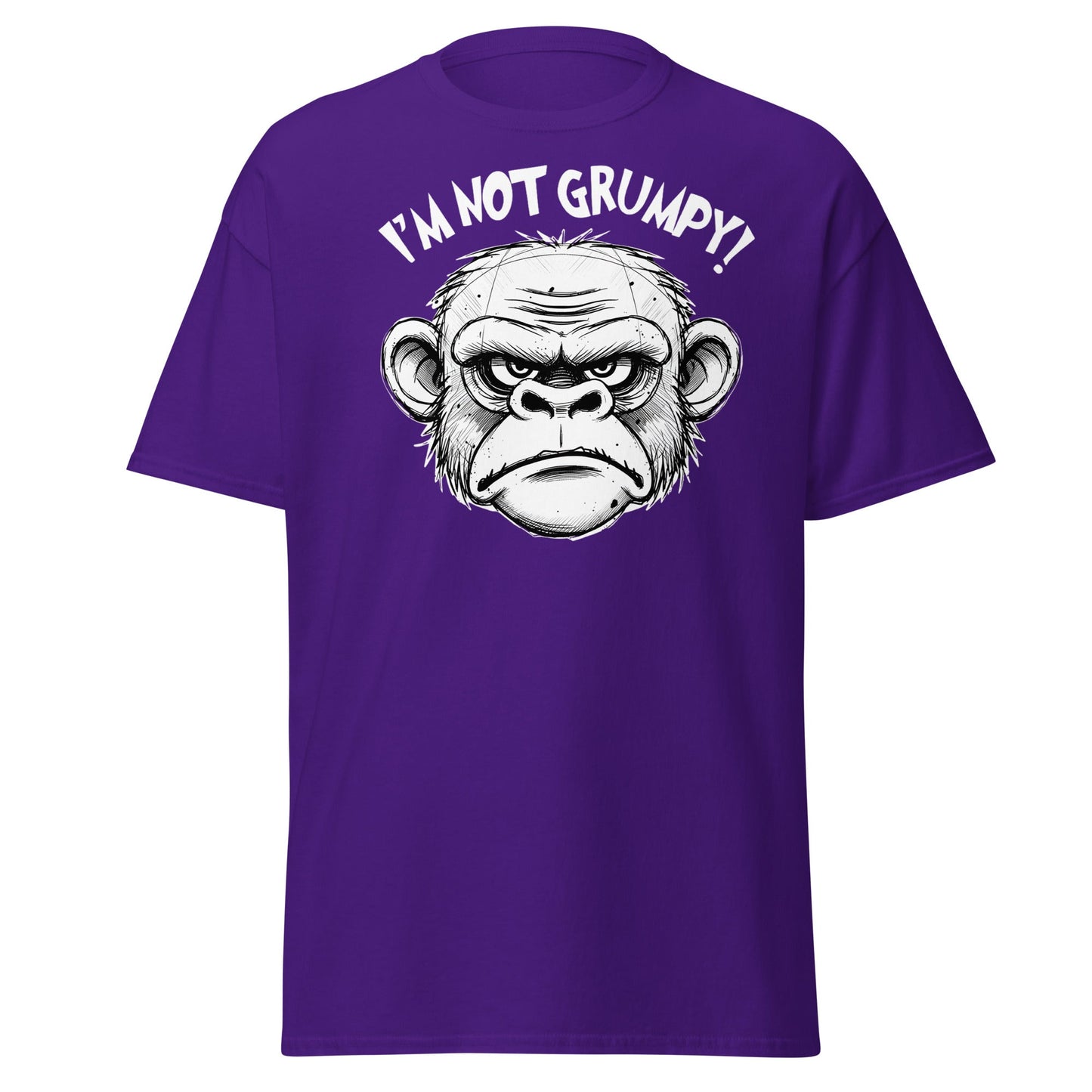I'm Not Grumpy Monkey T-Shirt - Funny Sarcastic Ape Tee - Purple - T-Shirts Online